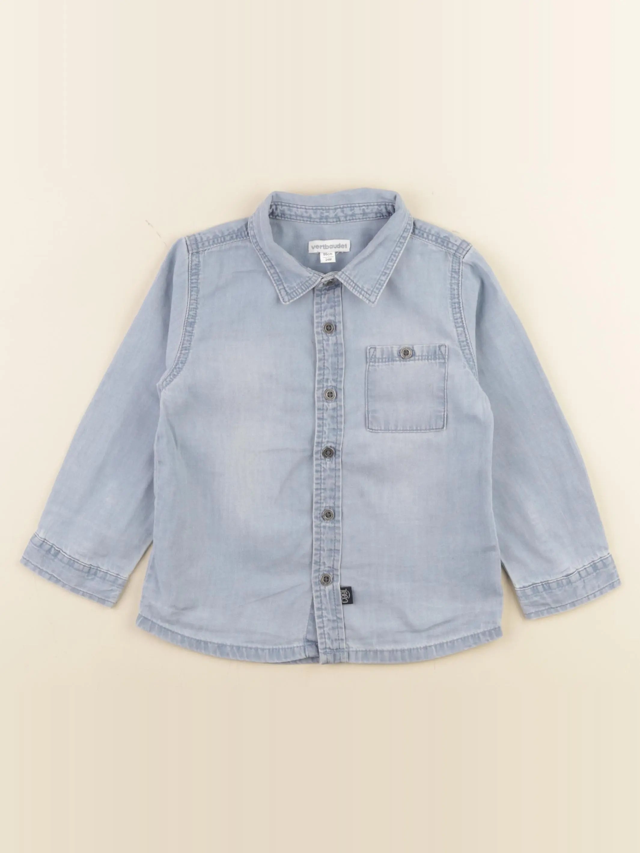 Vertbaudet - chemise bleu - 24 mois