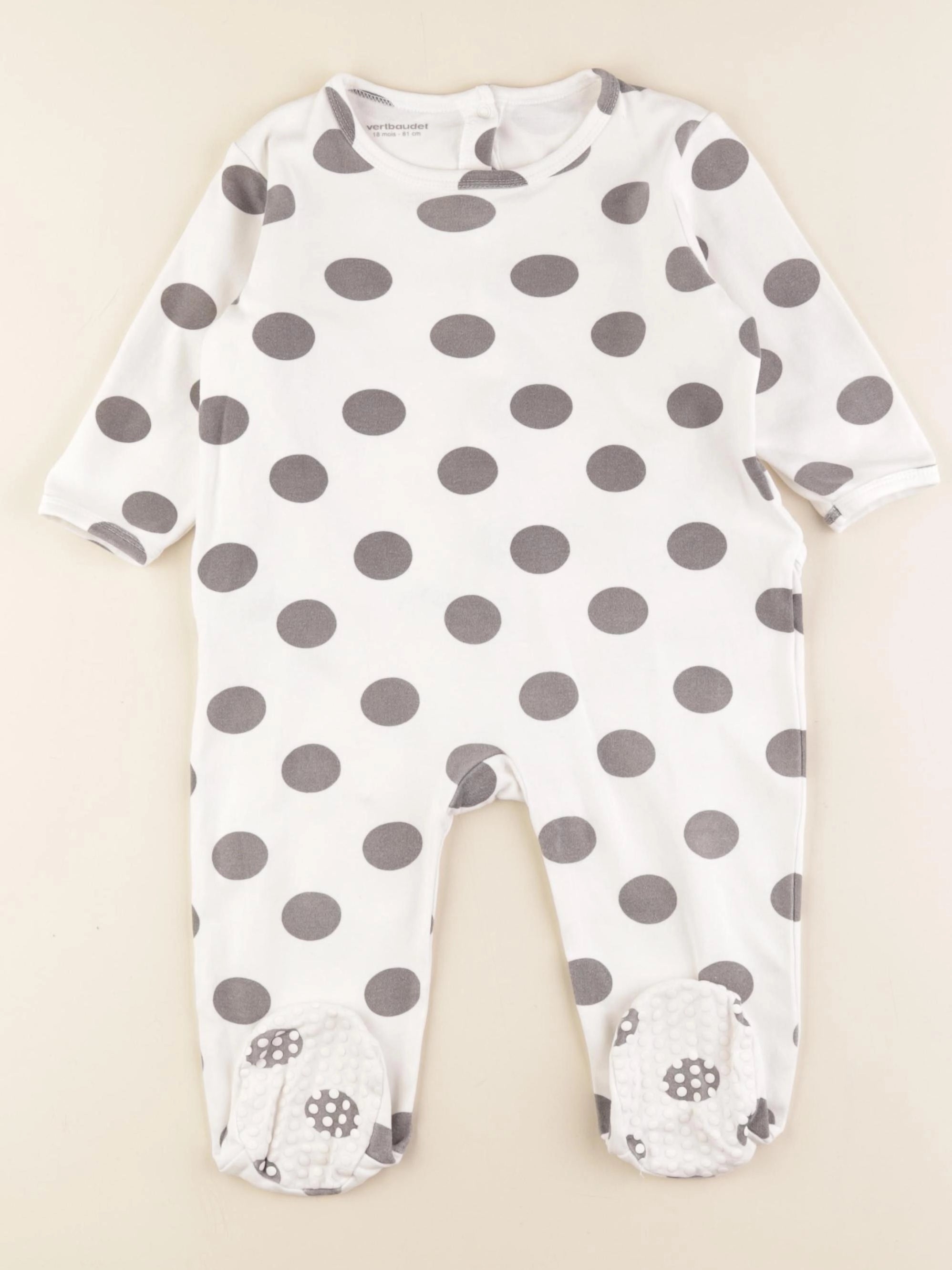 Vertbaudet - pyjama coton blanc, gris - 18 mois