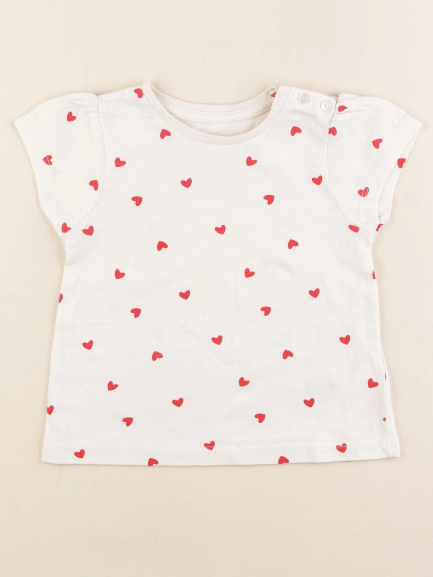Vertbaudet - tee-shirt blanc, rouge - 18 mois