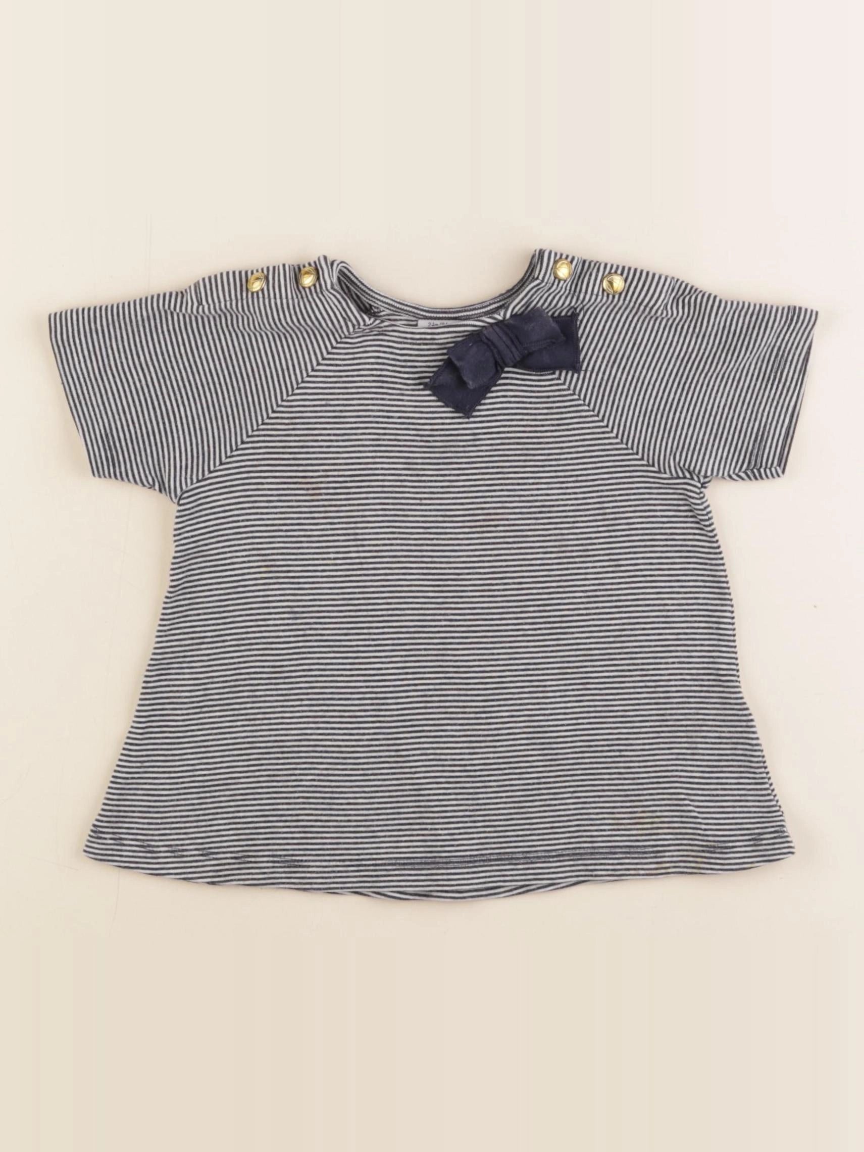 Petit Bateau - tee-shirt blanc, bleu - 24 mois