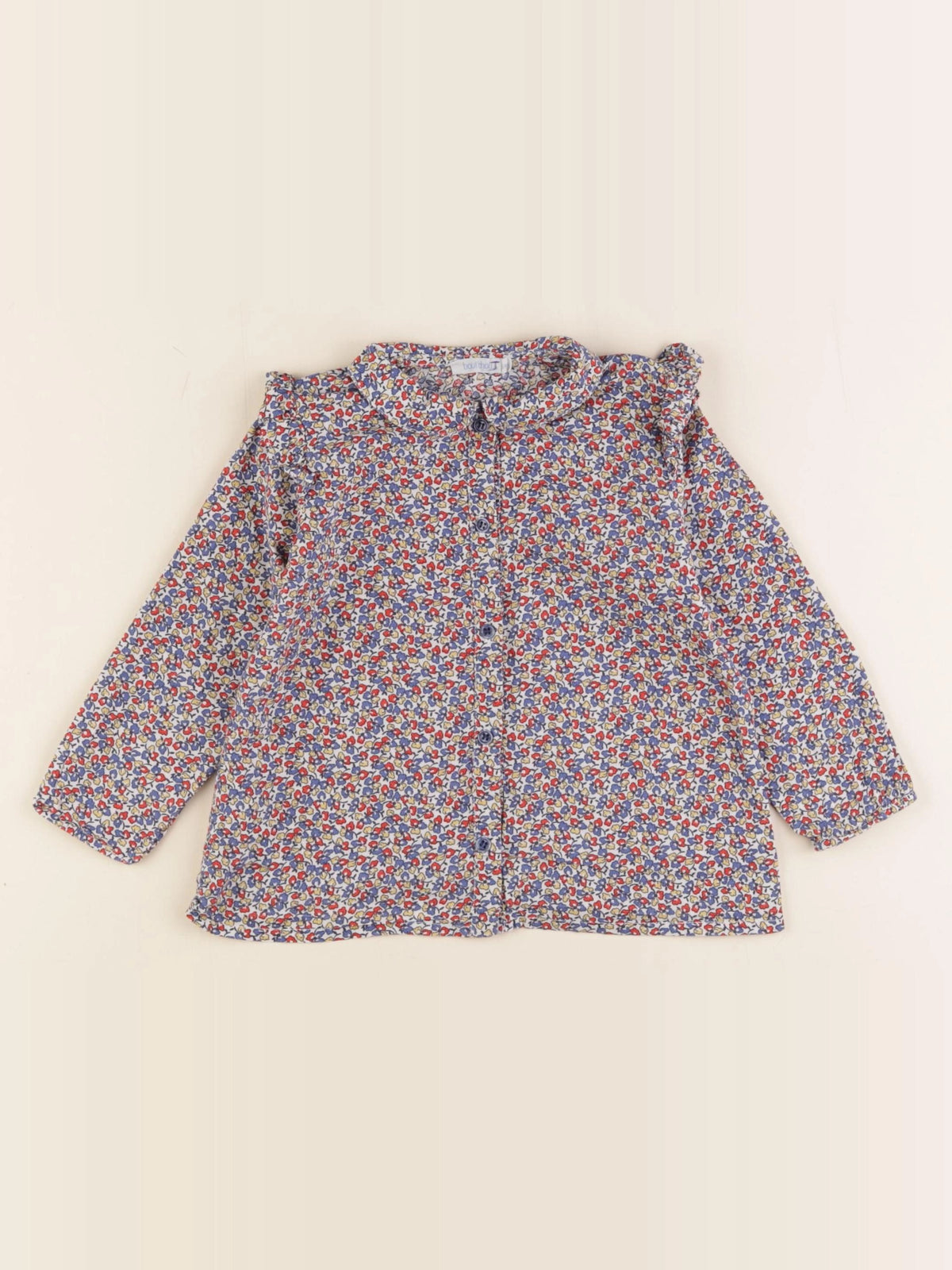 Boutchou - blouse bleu, rouge - 24 mois
