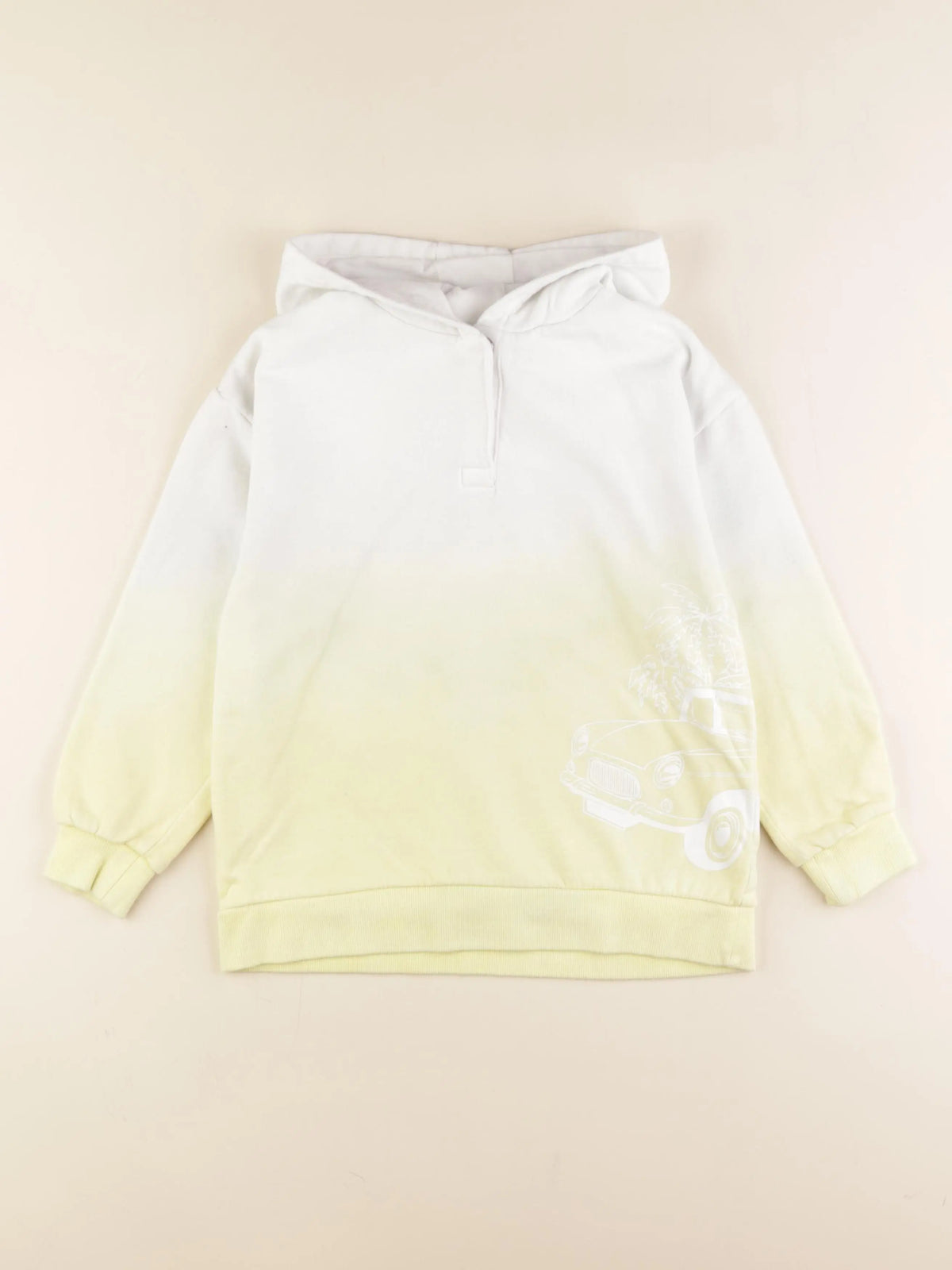 Vertbaudet - sweat jaune, blanc - 8 ans