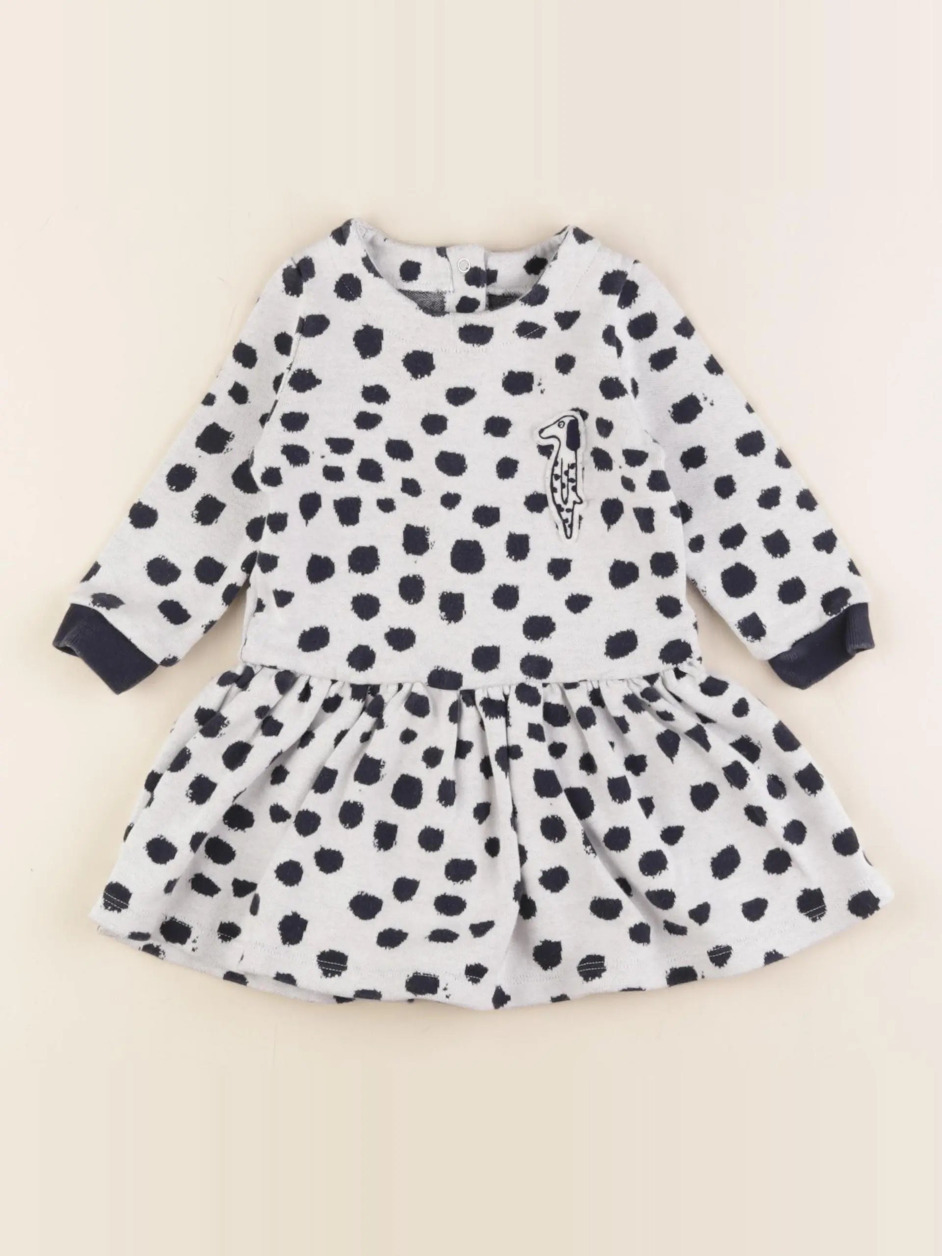 Petit Bateau - robe bleu, blanc - 12 mois