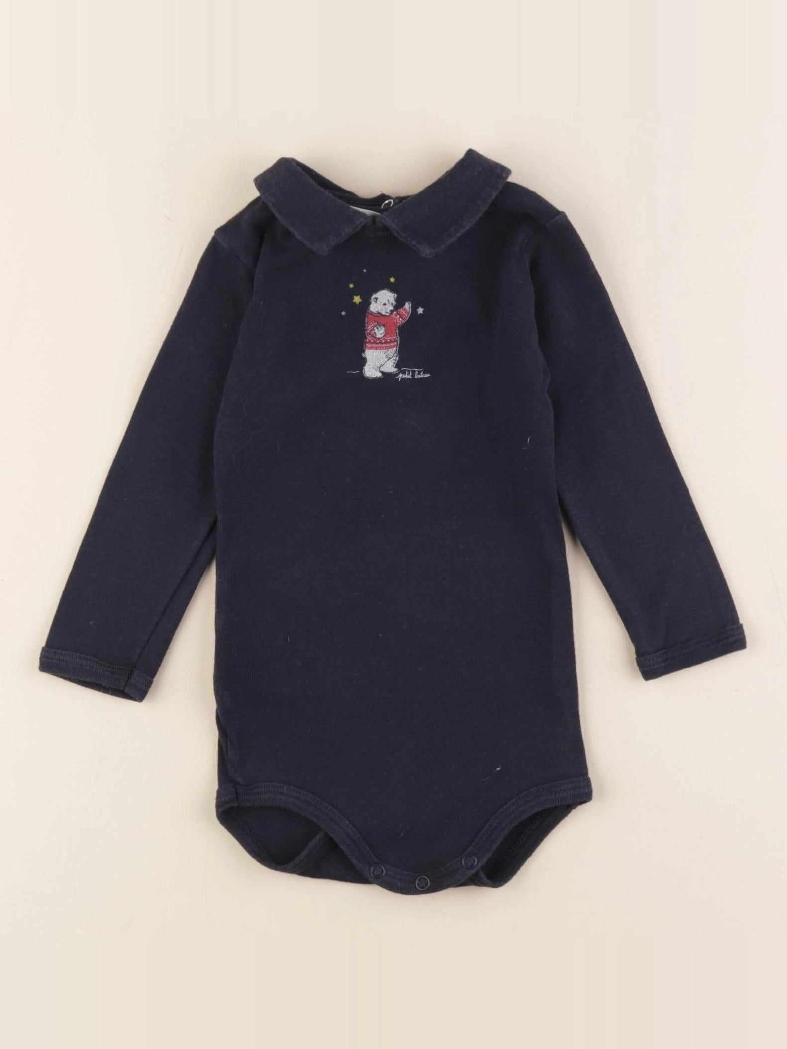 Petit Bateau - body à col bleu - 6 mois