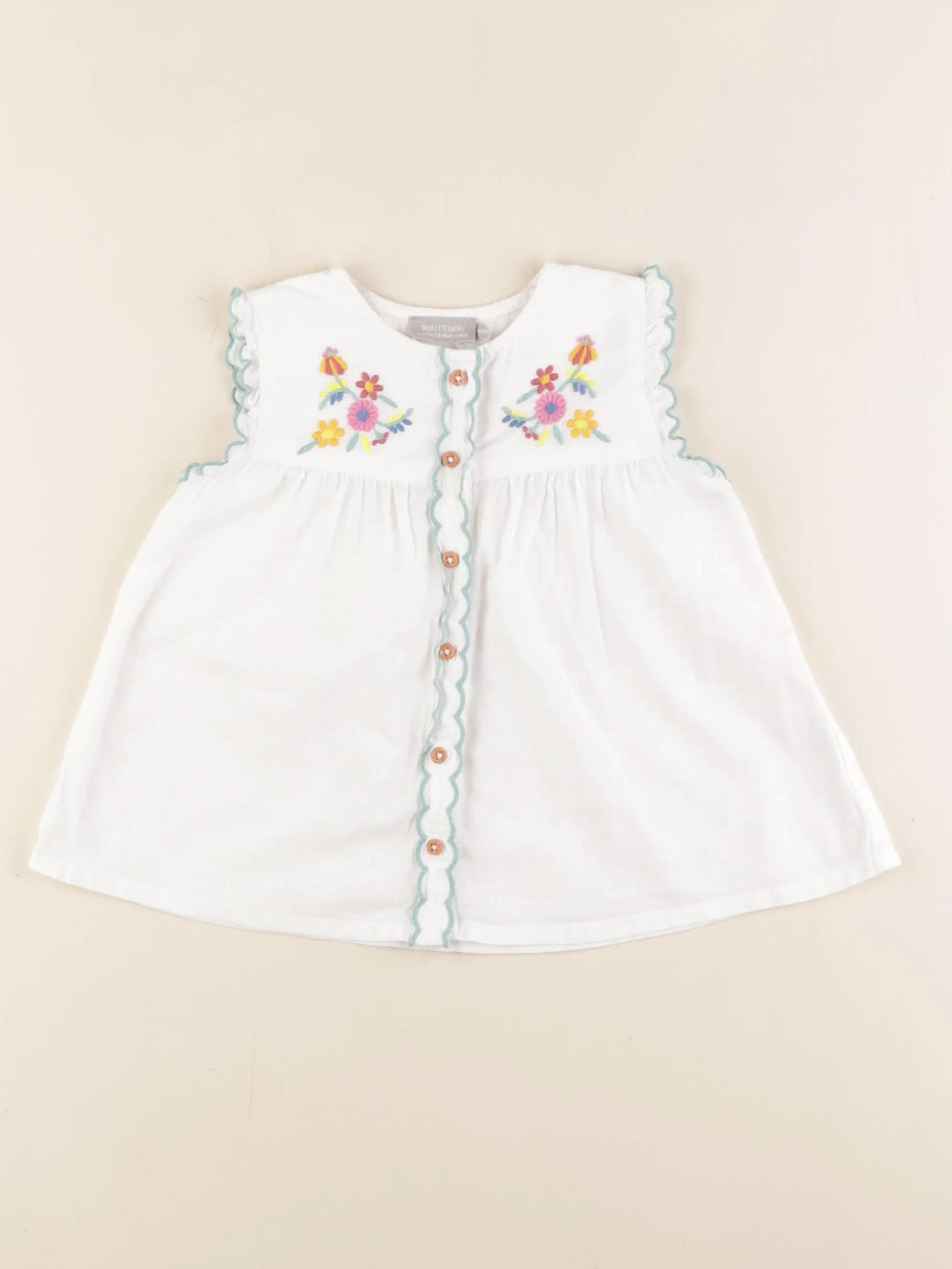 Boutchou - blouse blanc, vert - 24 mois