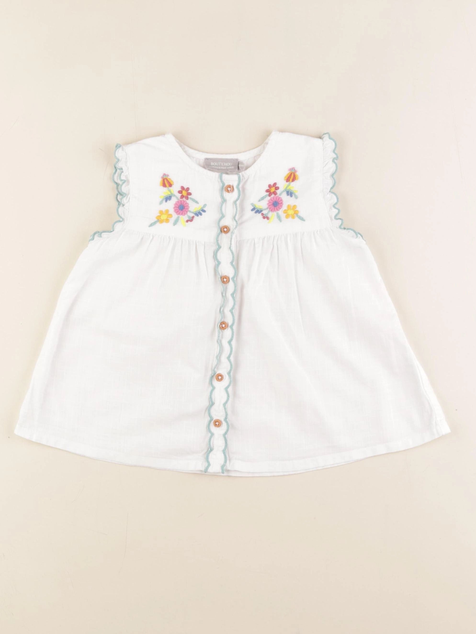 Boutchou - blouse blanc, vert - 24 mois