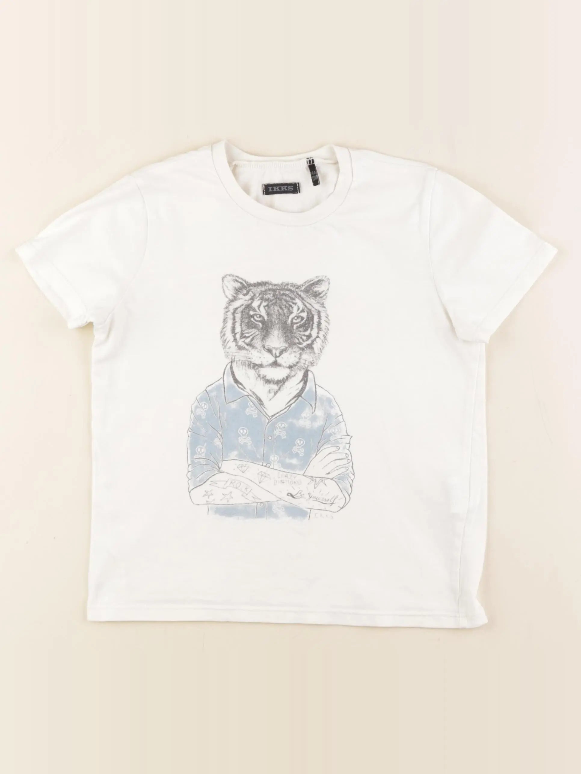 IKKS - tee-shirt blanc, bleu - 4 ans