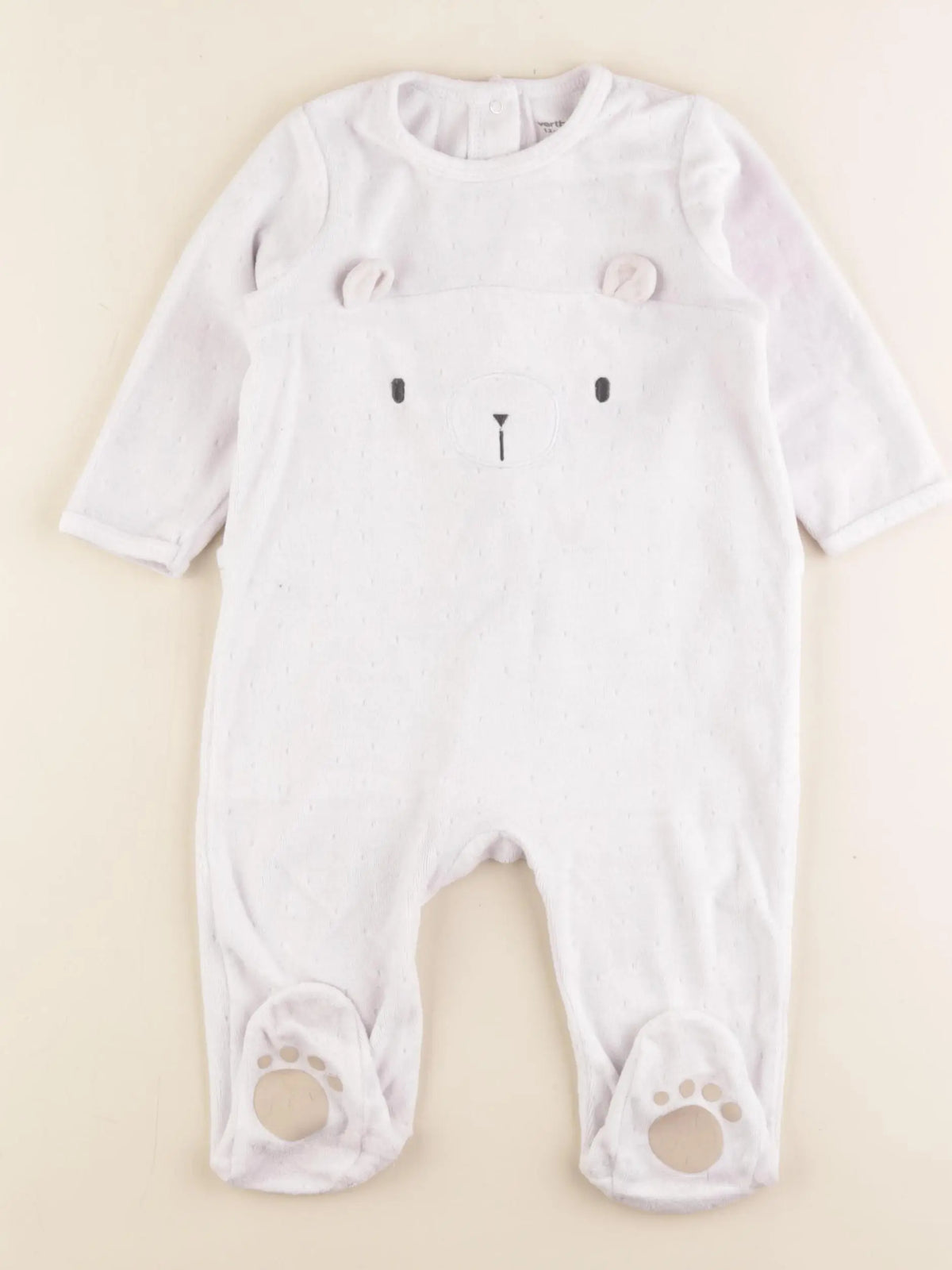 Vertbaudet - pyjama velours blanc - 12 mois