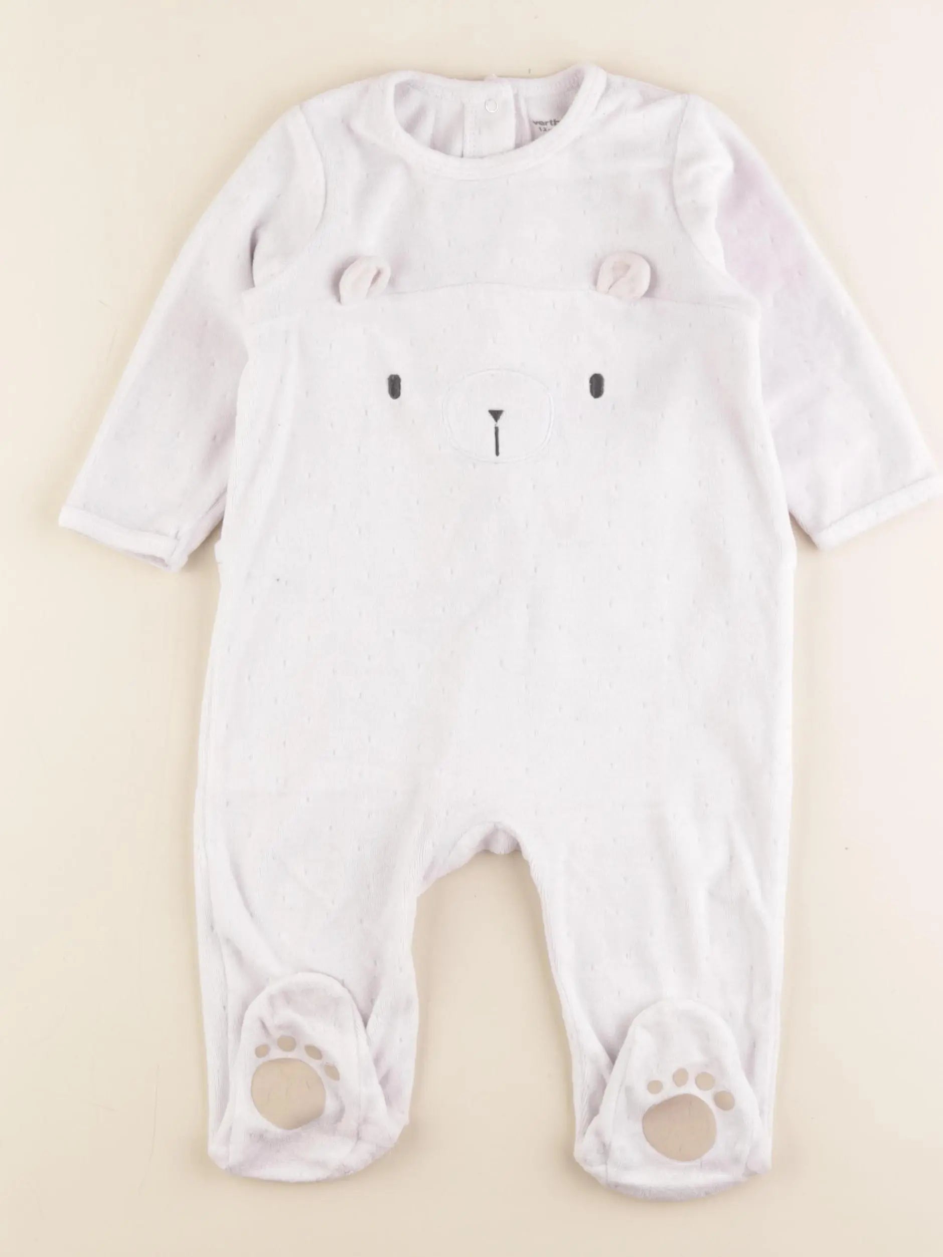 Vertbaudet - pyjama velours blanc - 12 mois