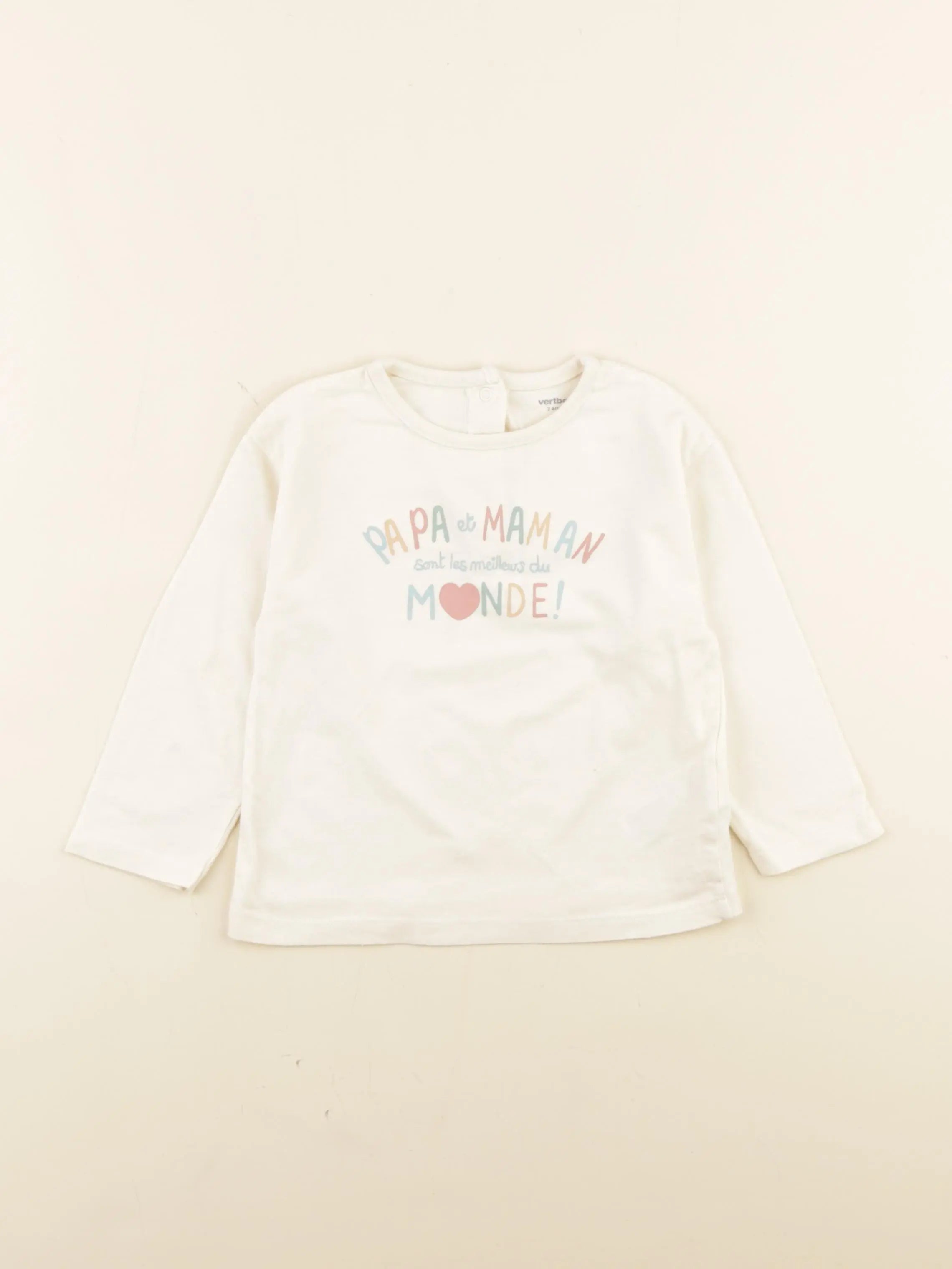 Vertbaudet - tee-shirt beige - 2 ans