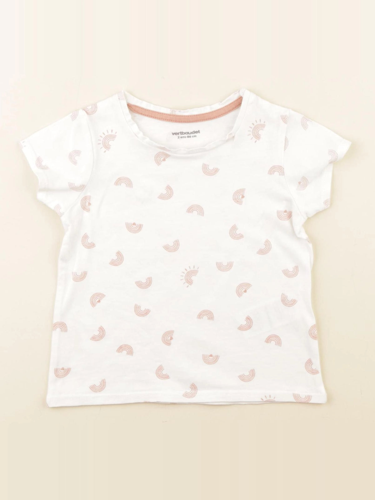 Vertbaudet - tee-shirt velours blanc - 2 ans