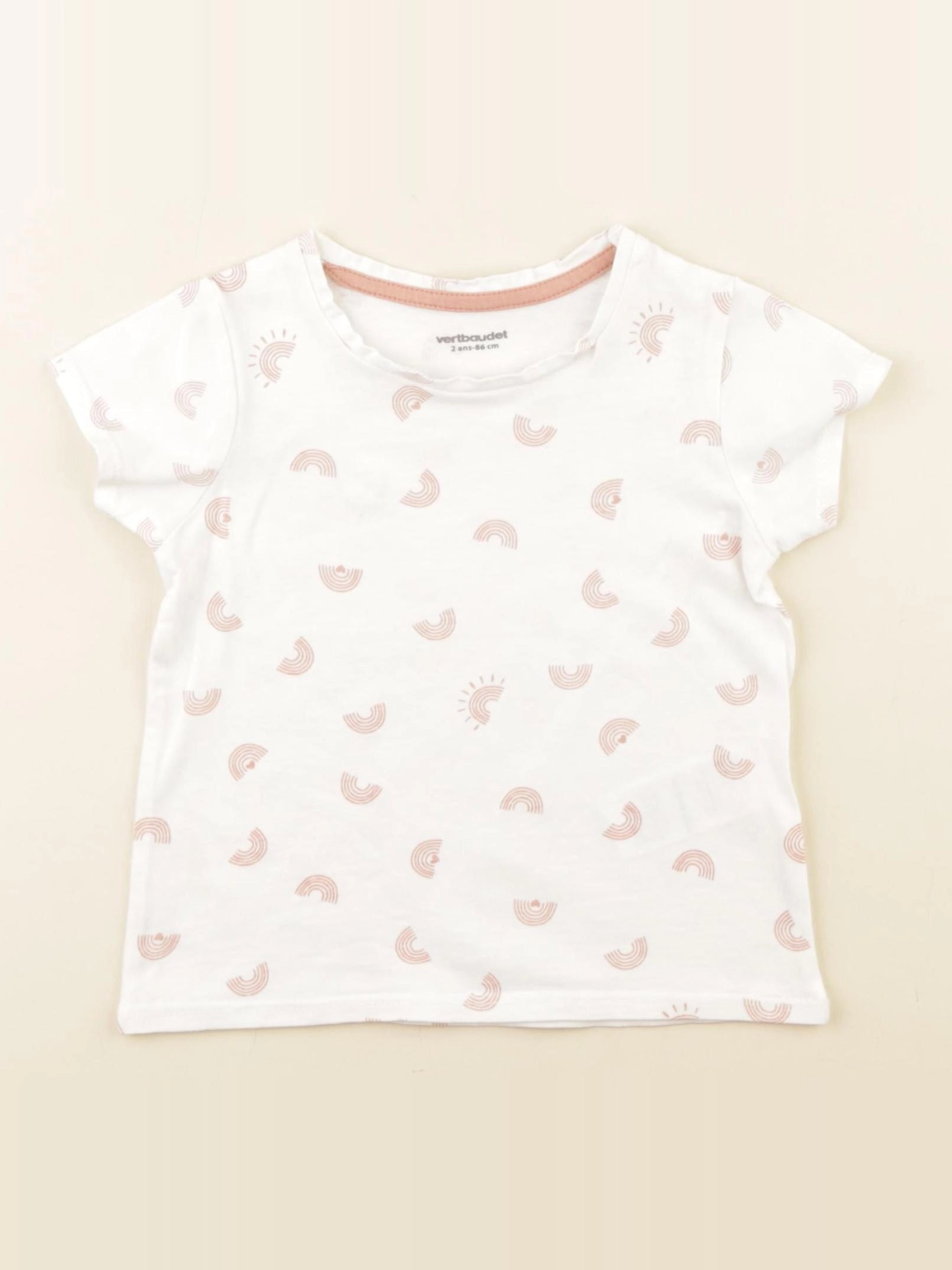 Vertbaudet - tee-shirt velours blanc - 2 ans