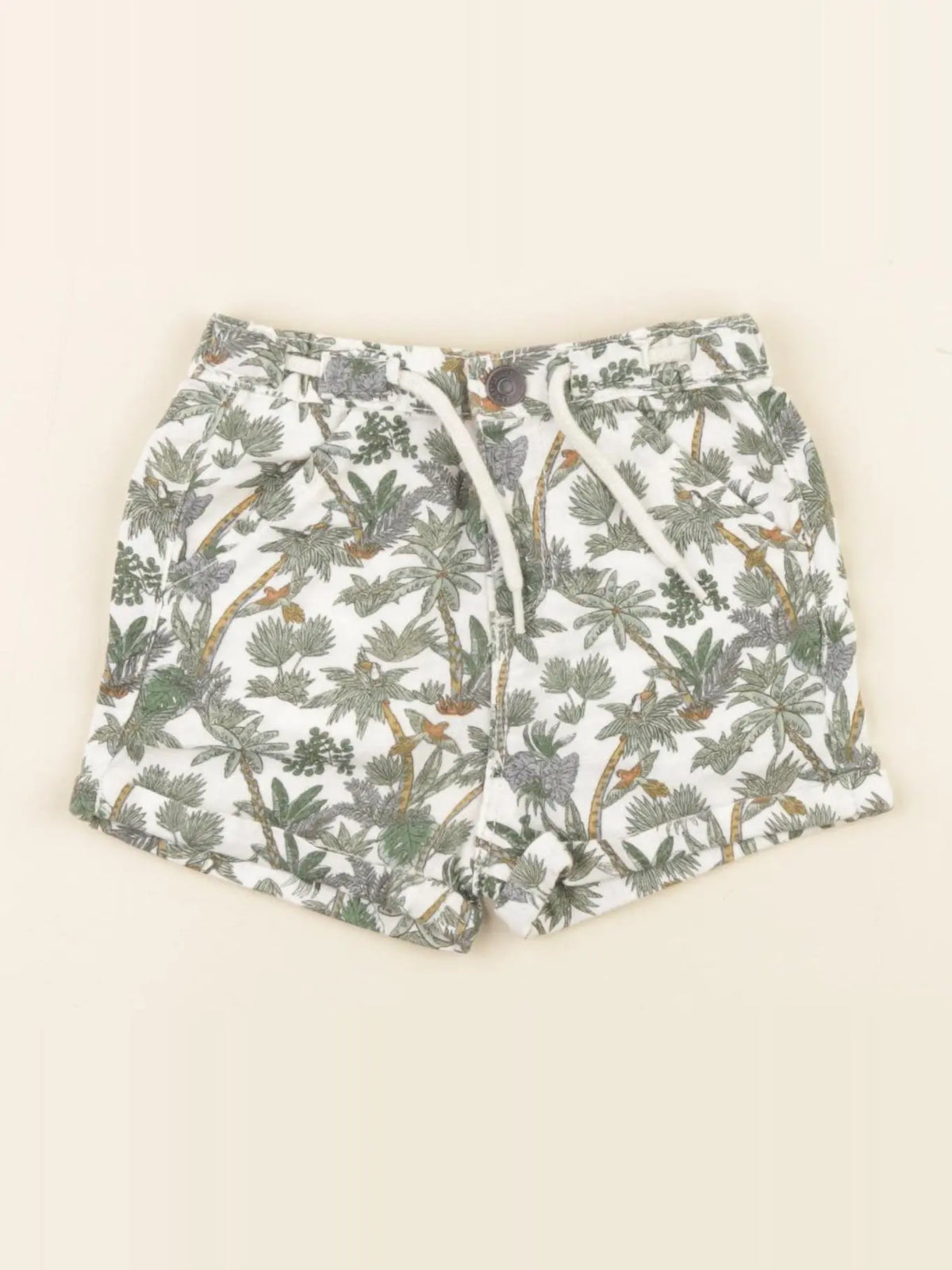 Vertbaudet - short beige, vert - 6 mois