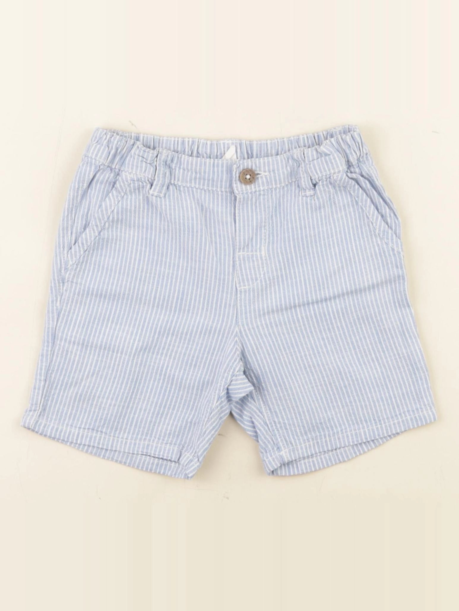 H&M - short bleu, blanc - 12/18 mois
