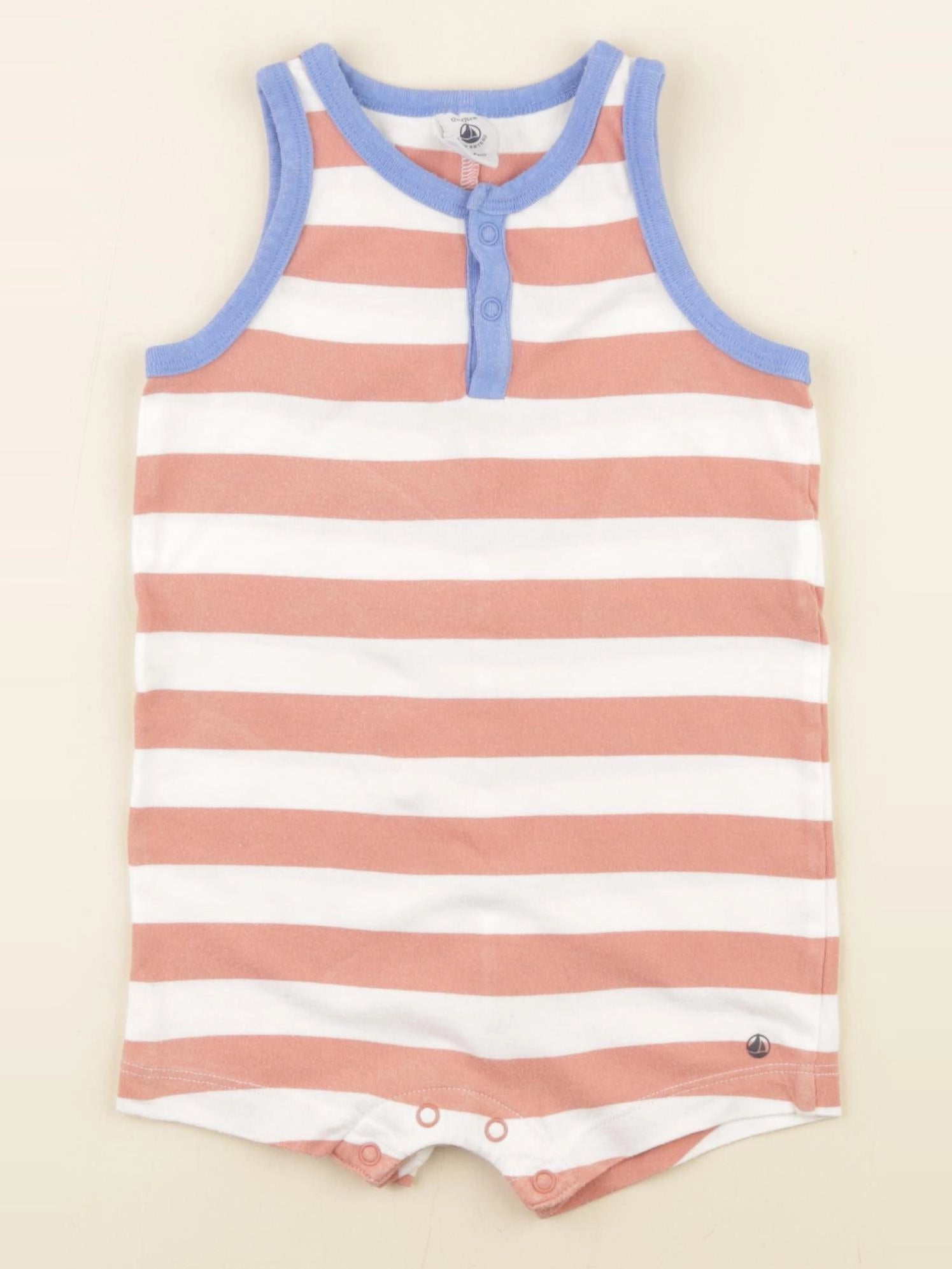 Petit Bateau - pyjama coton bleu, marron - 12 mois