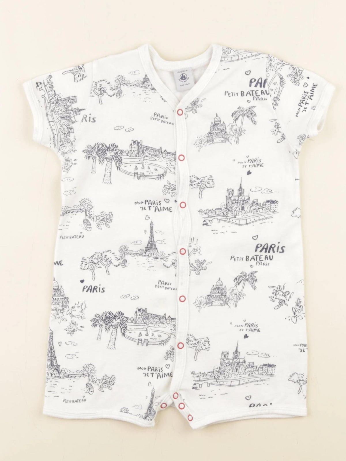 Petit Bateau - pyjama coton blanc, bleu - 18 mois