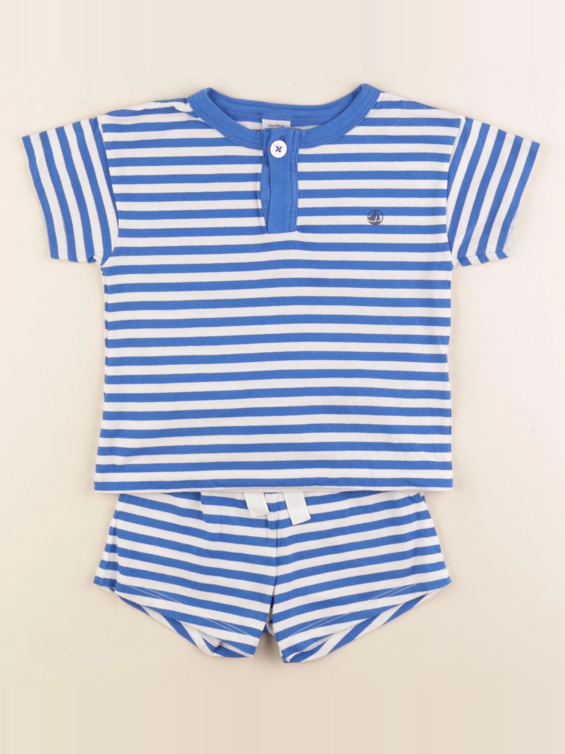 Petit Bateau - pyjama coton bleu - 24 mois