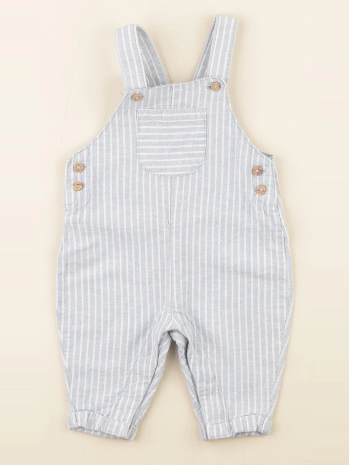 Vertbaudet - salopette bleu, blanc - 3 mois