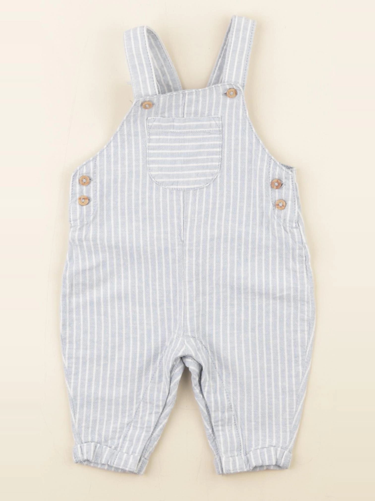 Vertbaudet - salopette bleu, blanc - 3 mois