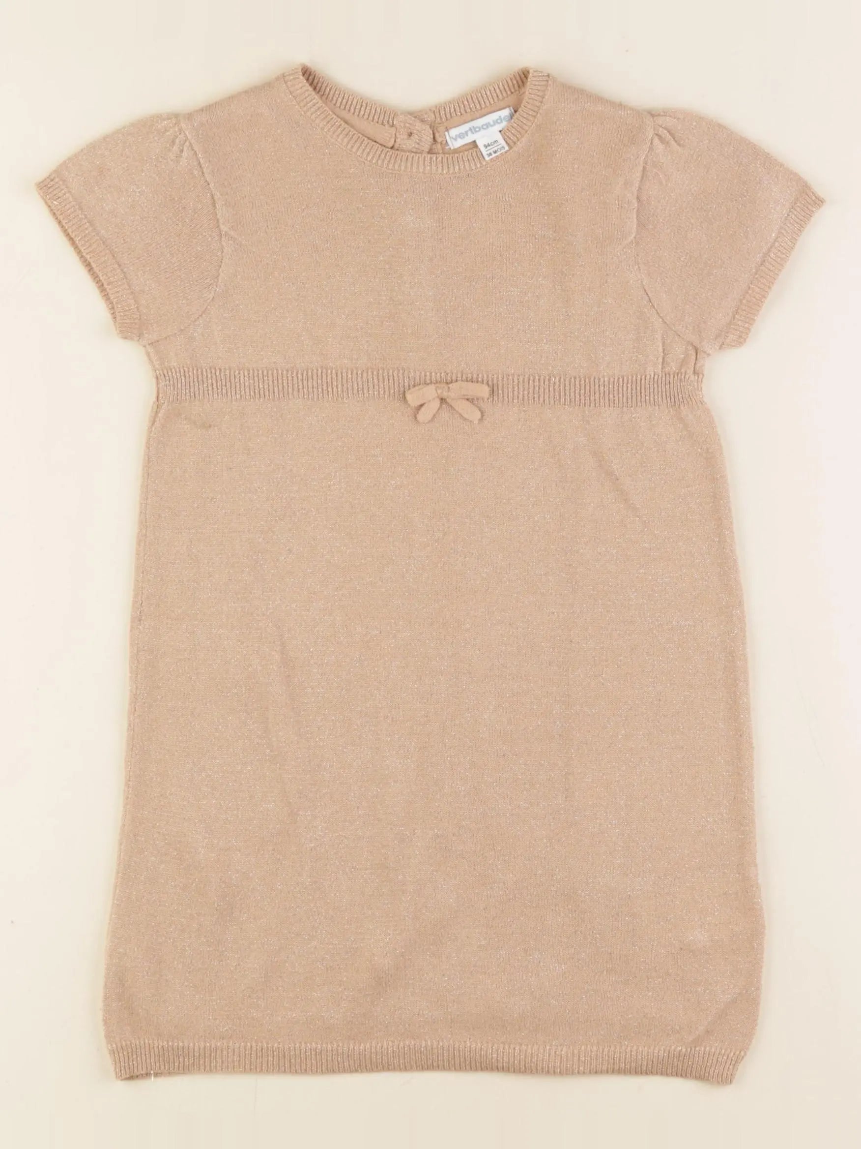 Vertbaudet - robe marron, or - 36 mois