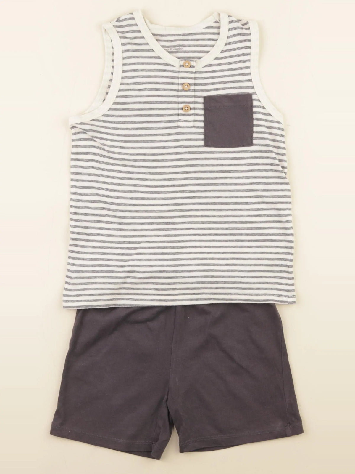 Vertbaudet - pyjama coton bleu, blanc - 5 ans