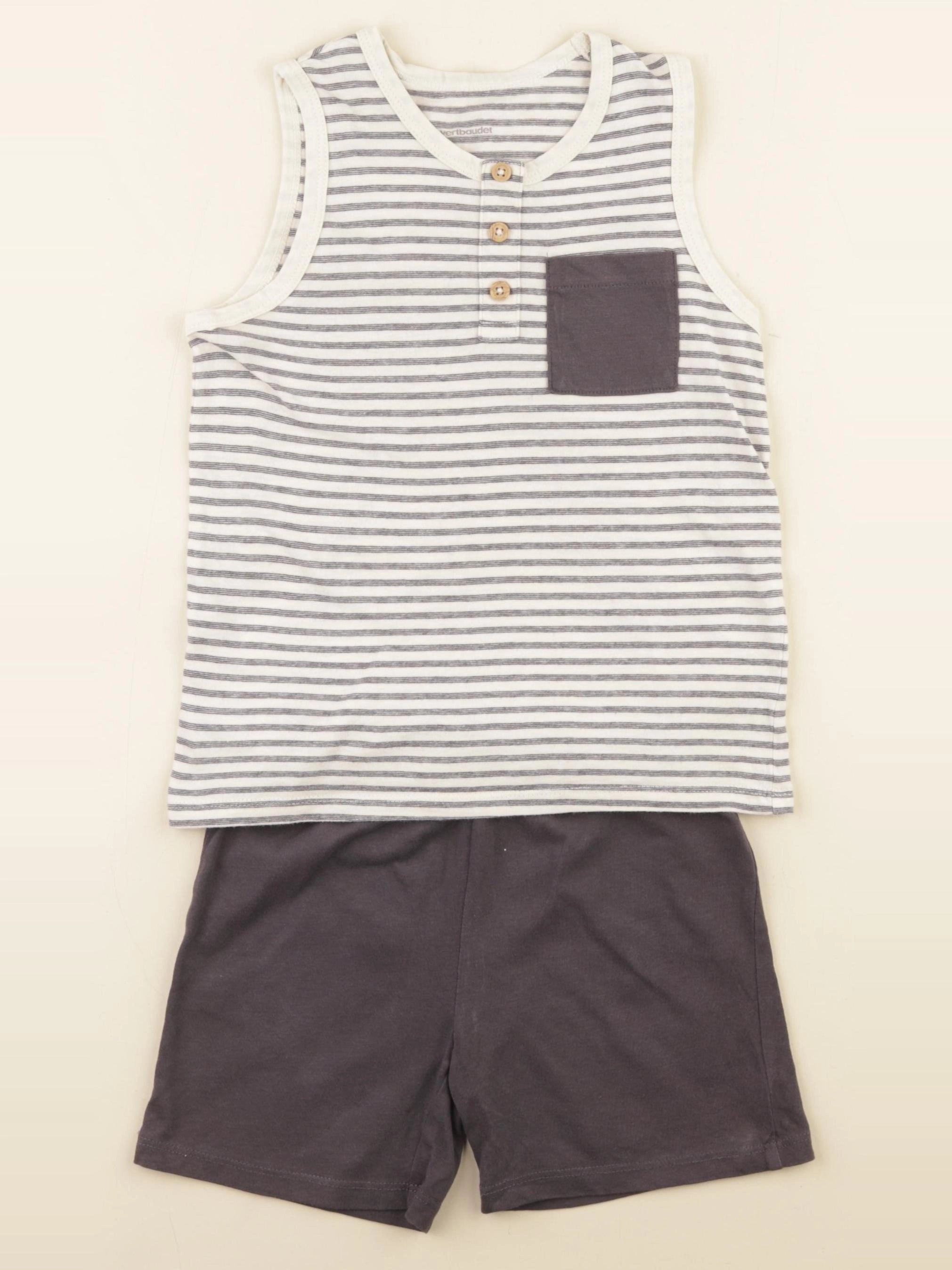 Vertbaudet - pyjama coton bleu, blanc - 5 ans