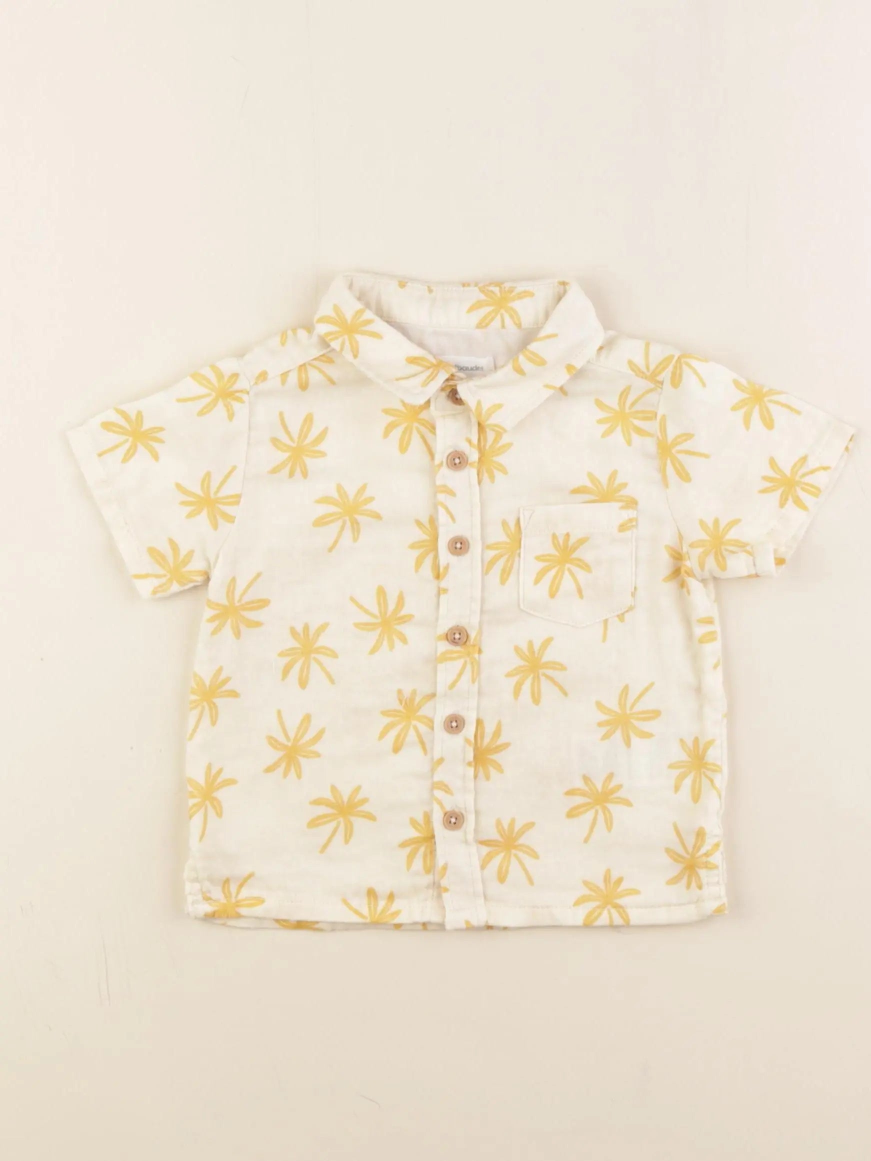 Vertbaudet - chemise beige, jaune - 18 mois