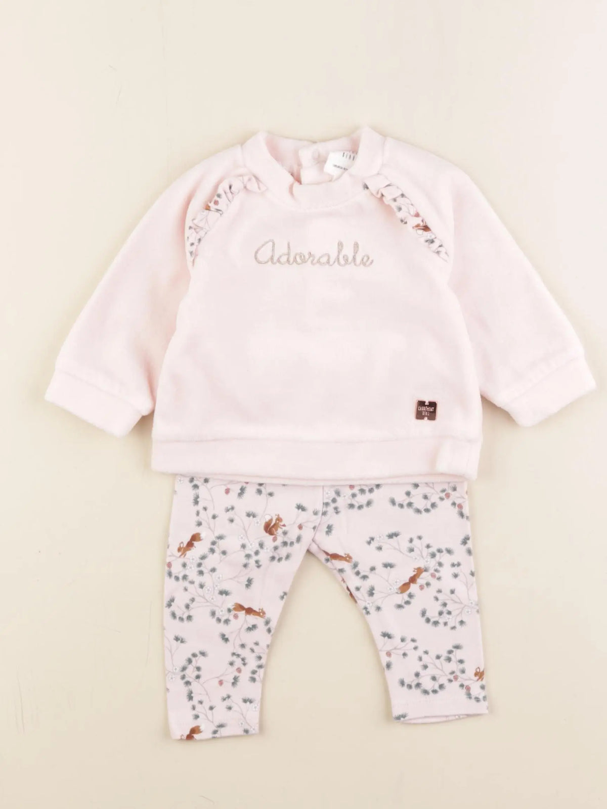 Carrément Beau - ensemble rose - 3 mois