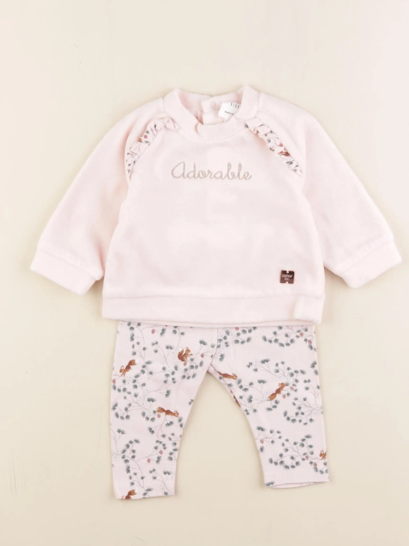 Carrément Beau - ensemble rose - 3 mois