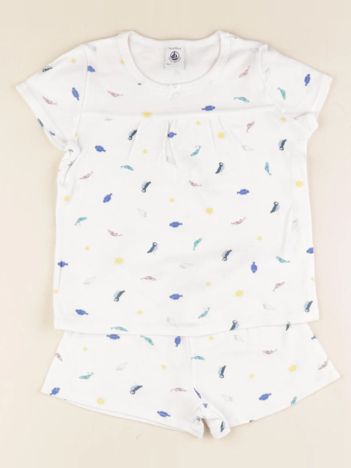 Petit Bateau - pyjama coton blanc - 3 ans