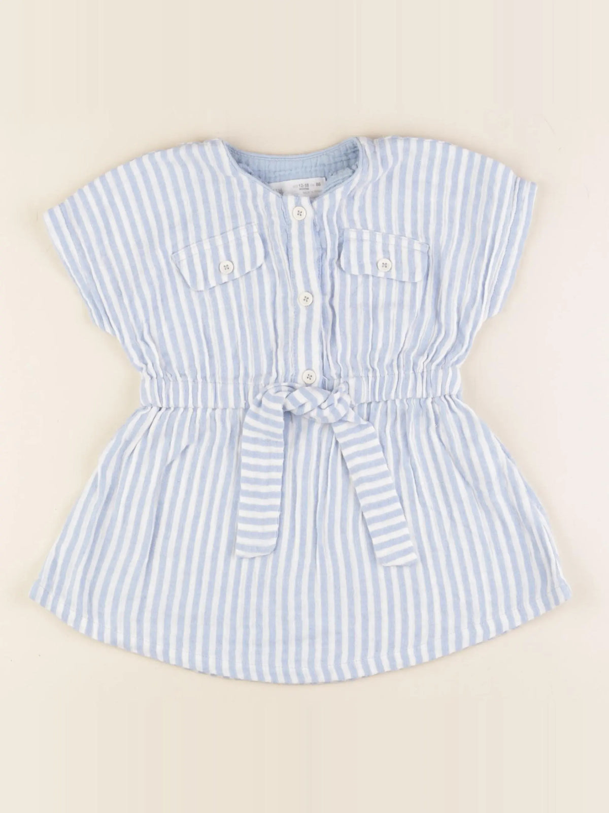 Zara - robe blanc, bleu - 12/18 mois
