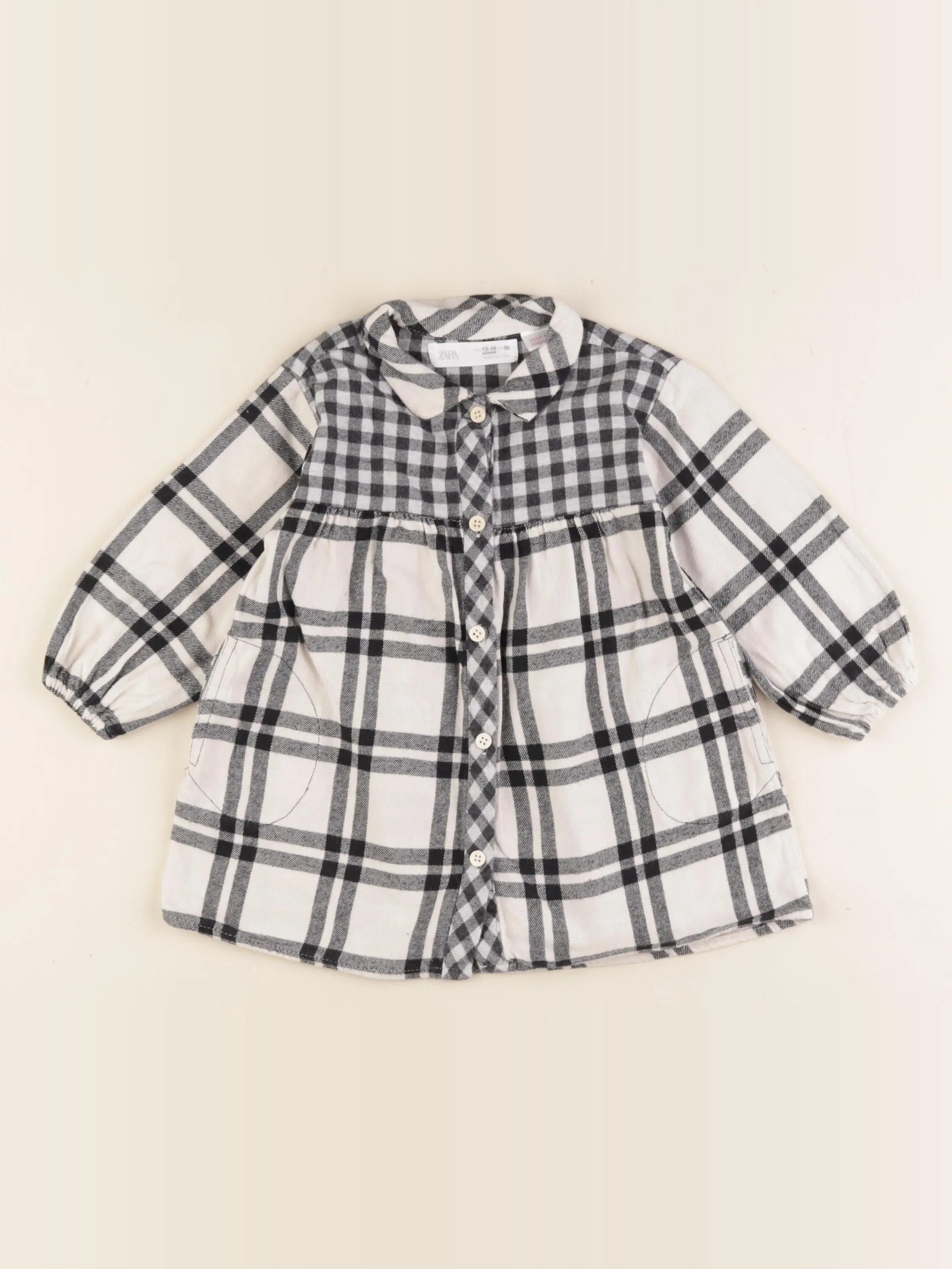 Zara - robe blanc, noir - 12/18 mois