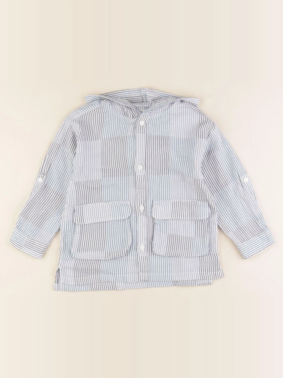 Zara - chemise blanc, bleu - 2/3 ans