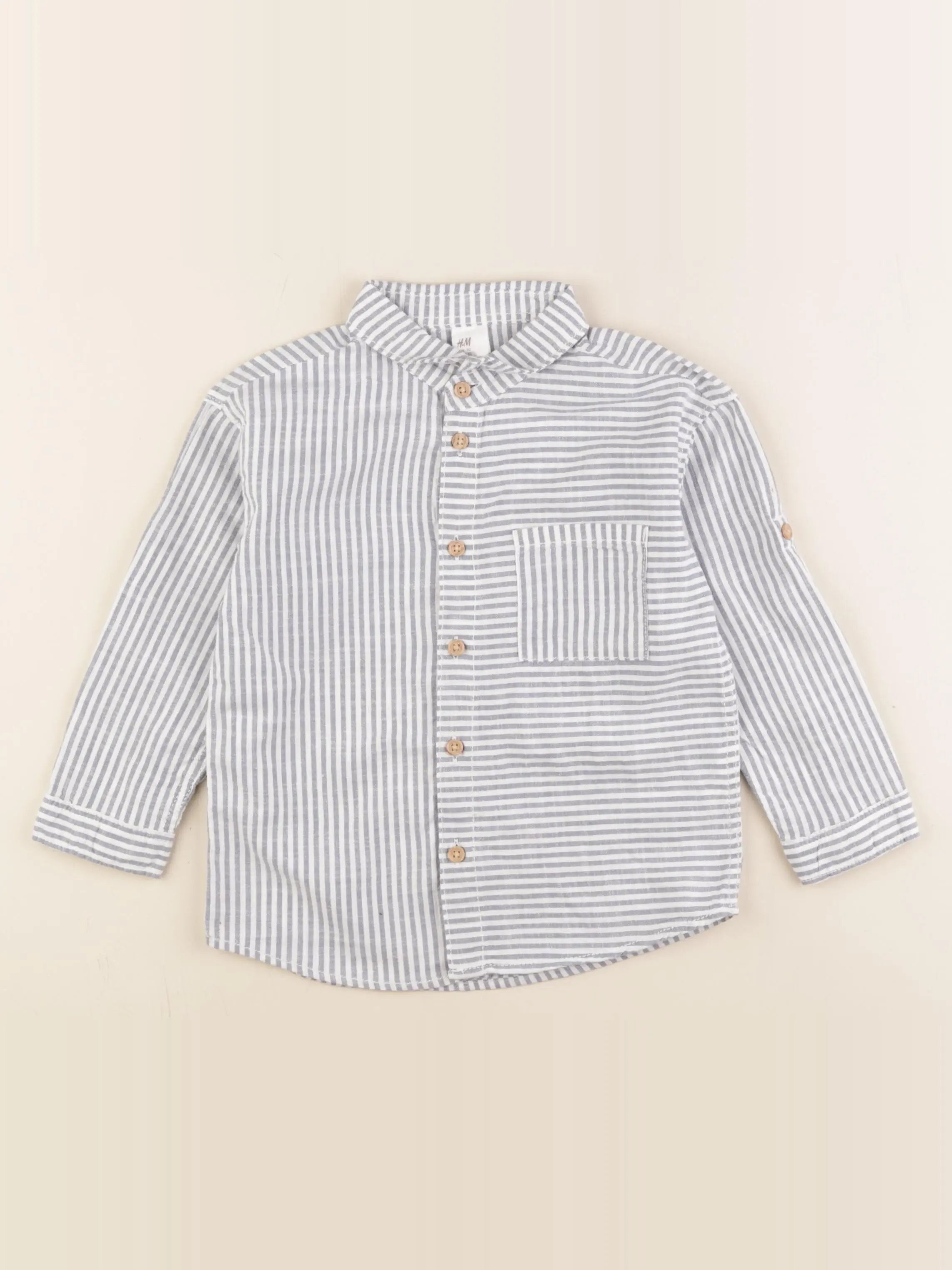 H&M - chemise bleu, blanc - 18/24 mois