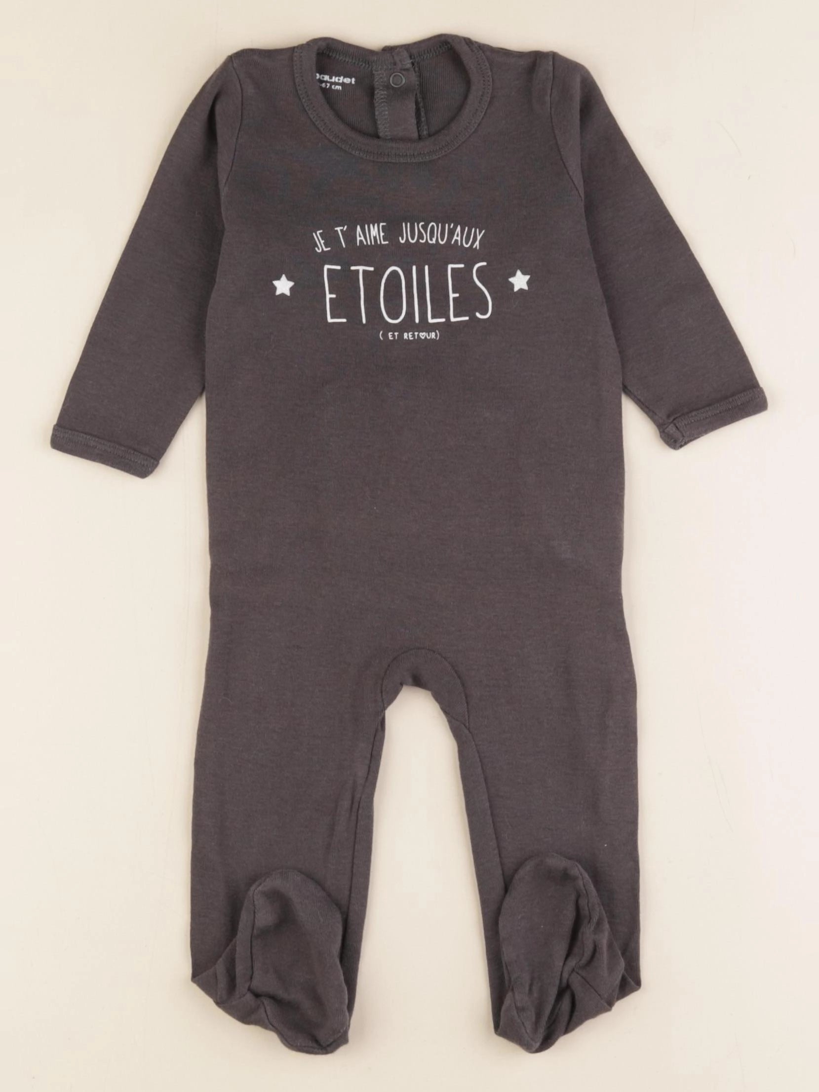 Vertbaudet - pyjama coton gris - 6 mois