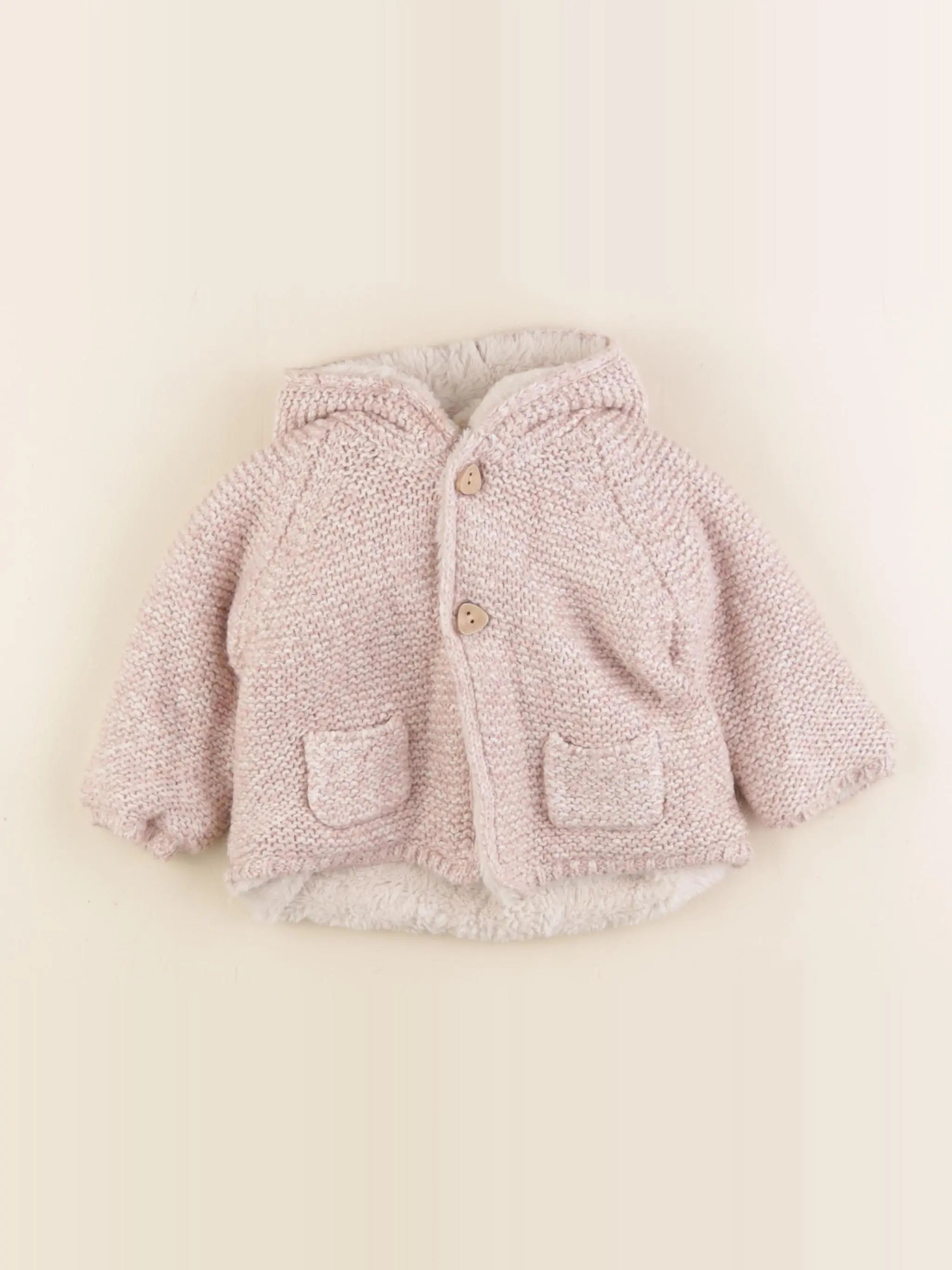 Zara - gilet rose - 6/9 mois
