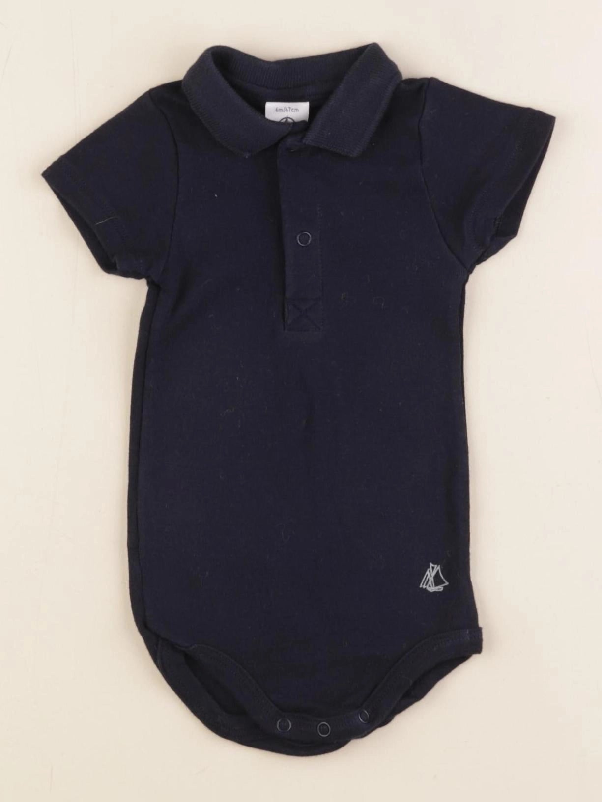 Petit Bateau - body à col bleu - 6 mois