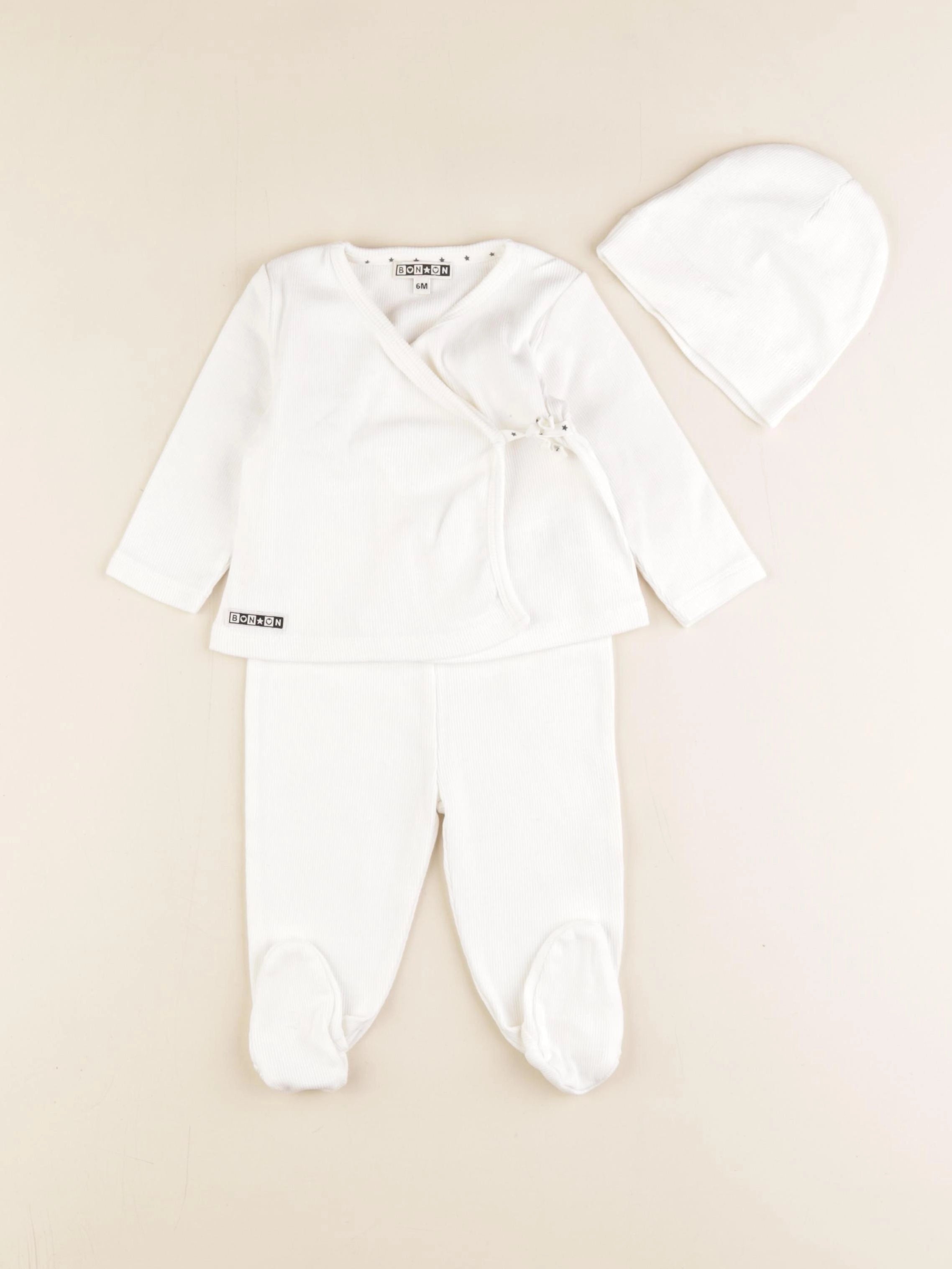 Bonton - pyjama coton blanc - 6 mois