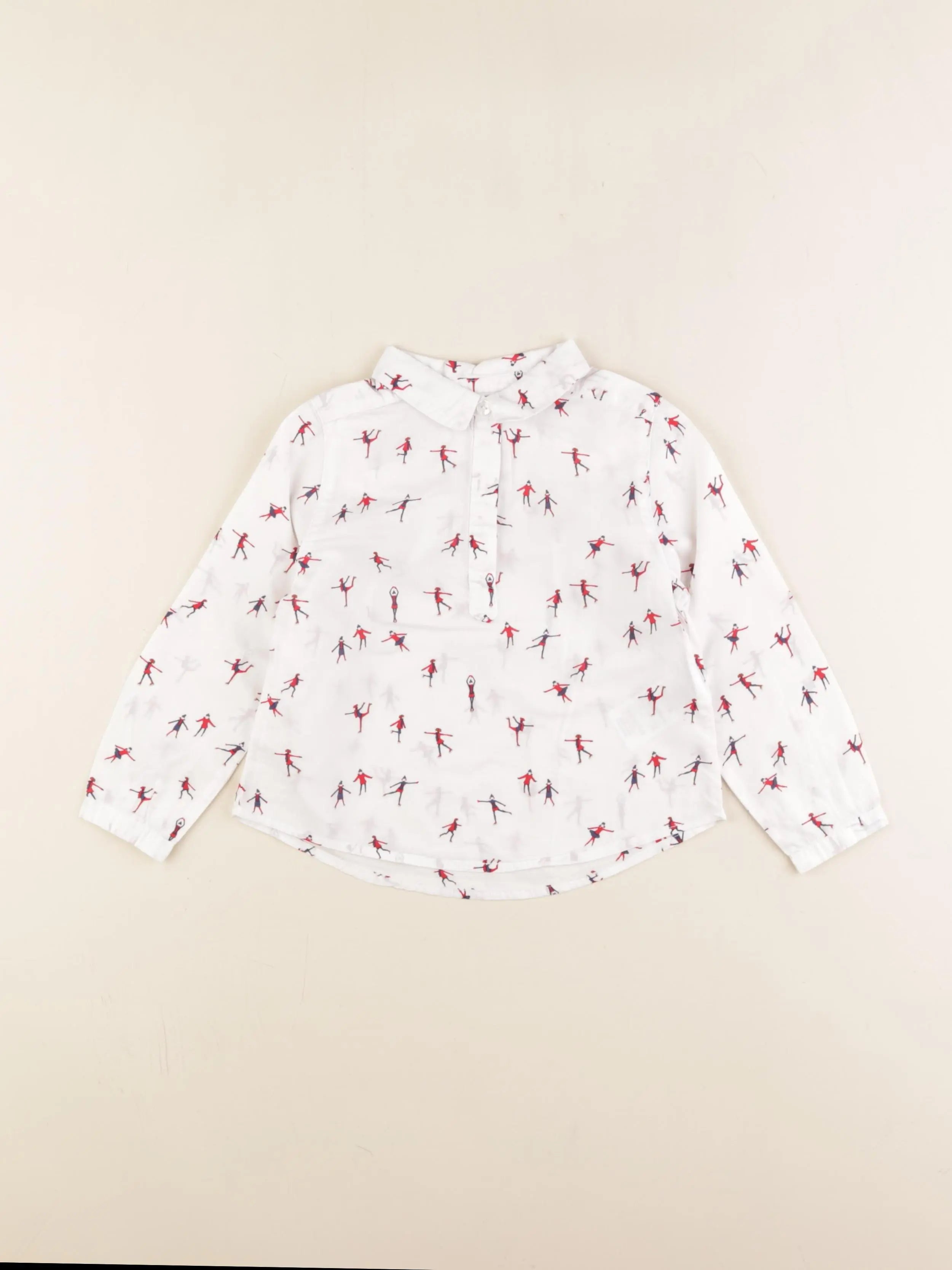 Jacadi - chemise blanc, rouge - 3 ans