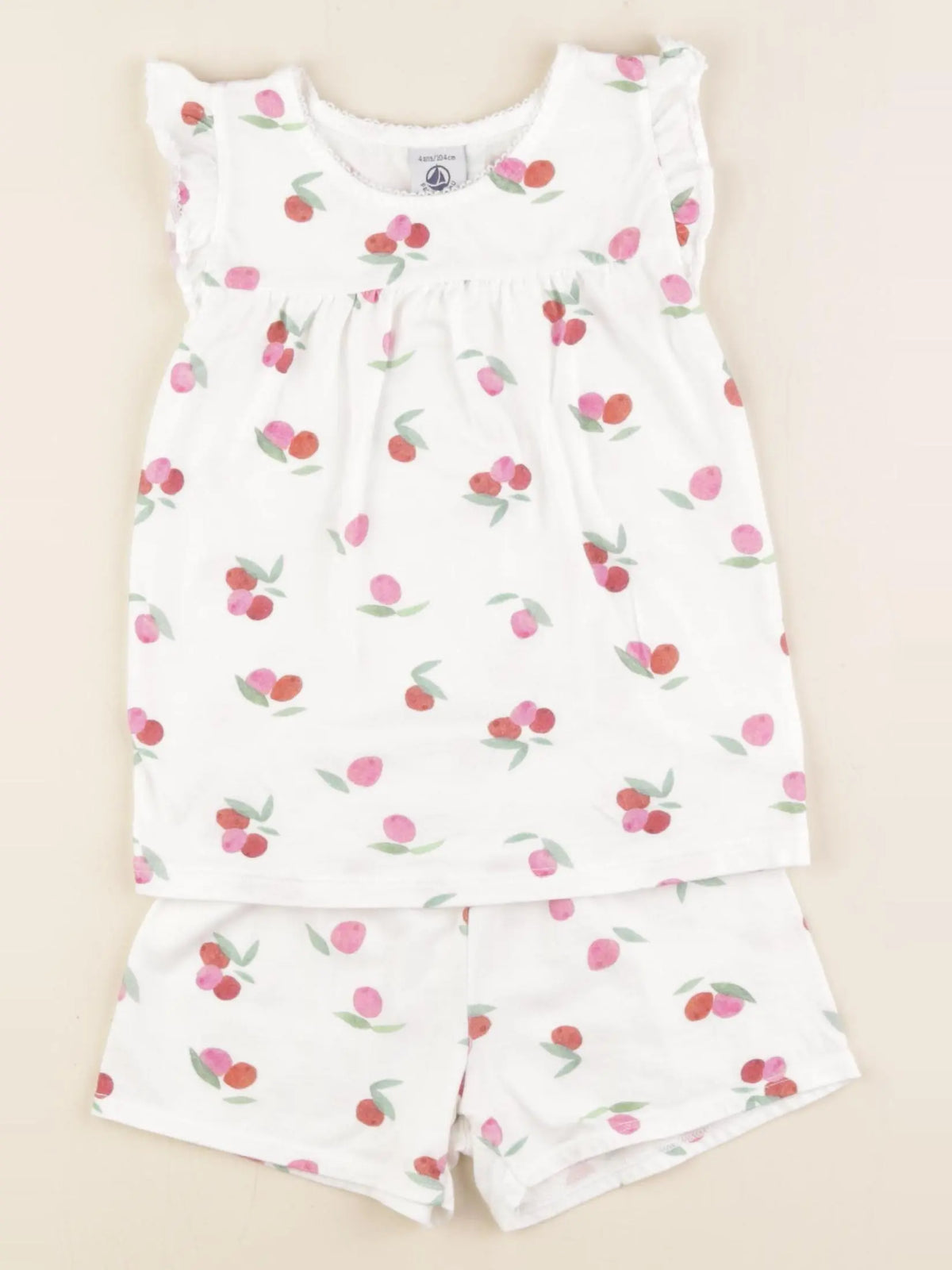 Petit Bateau - pyjama coton rose, blanc - 4 ans