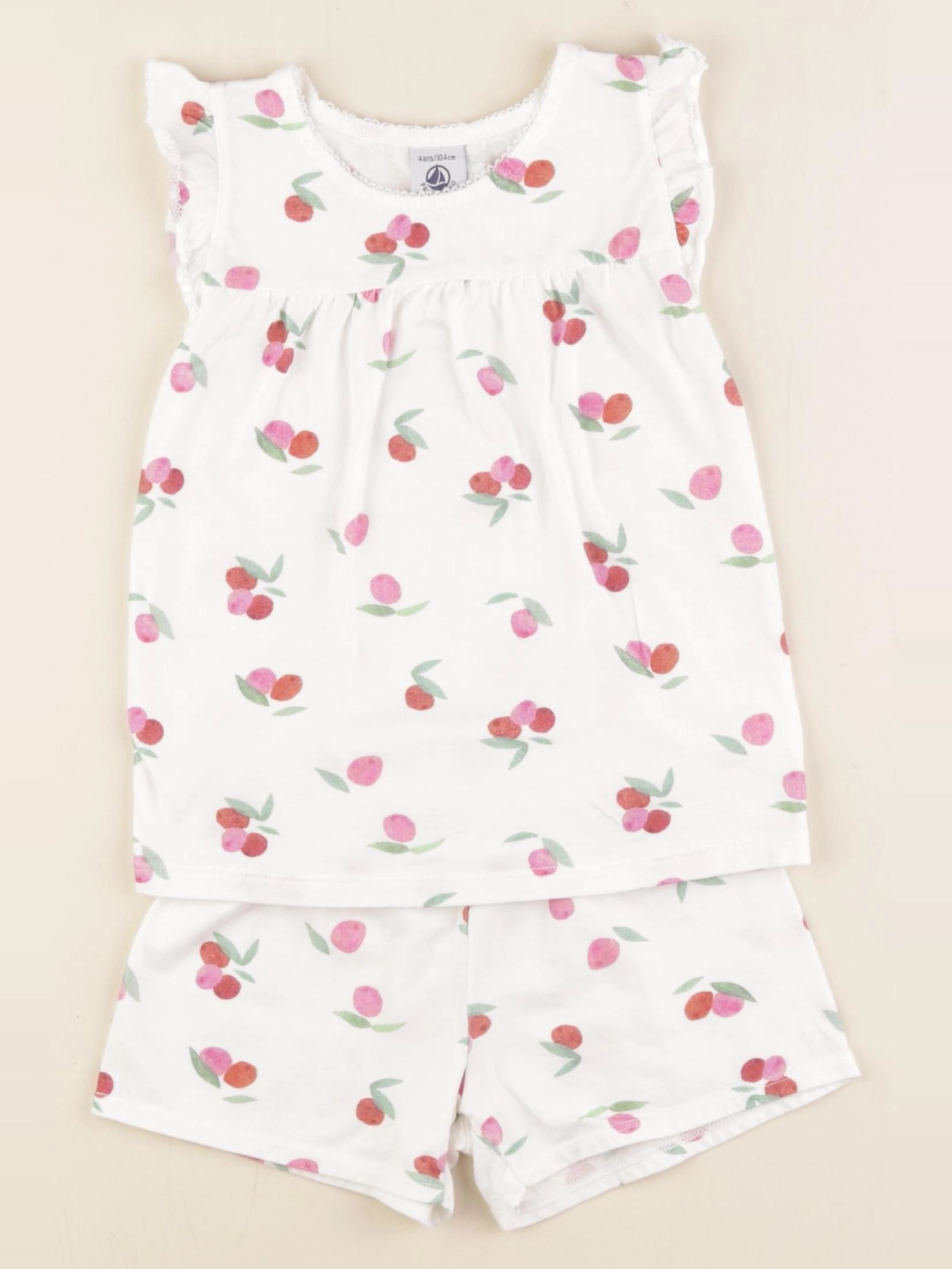 Petit Bateau - pyjama coton rose, blanc - 4 ans