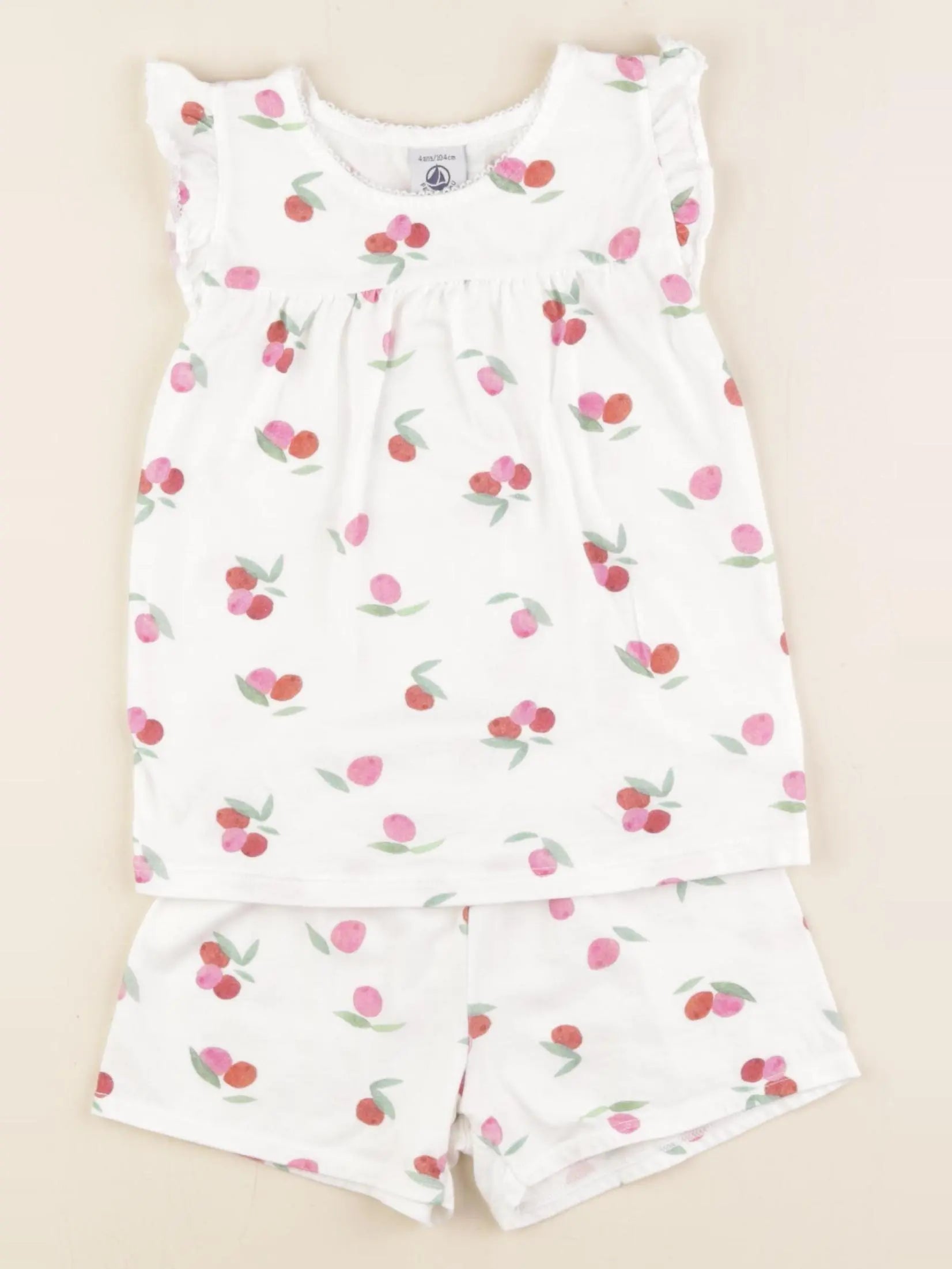 Petit Bateau - pyjama coton rose, blanc - 4 ans