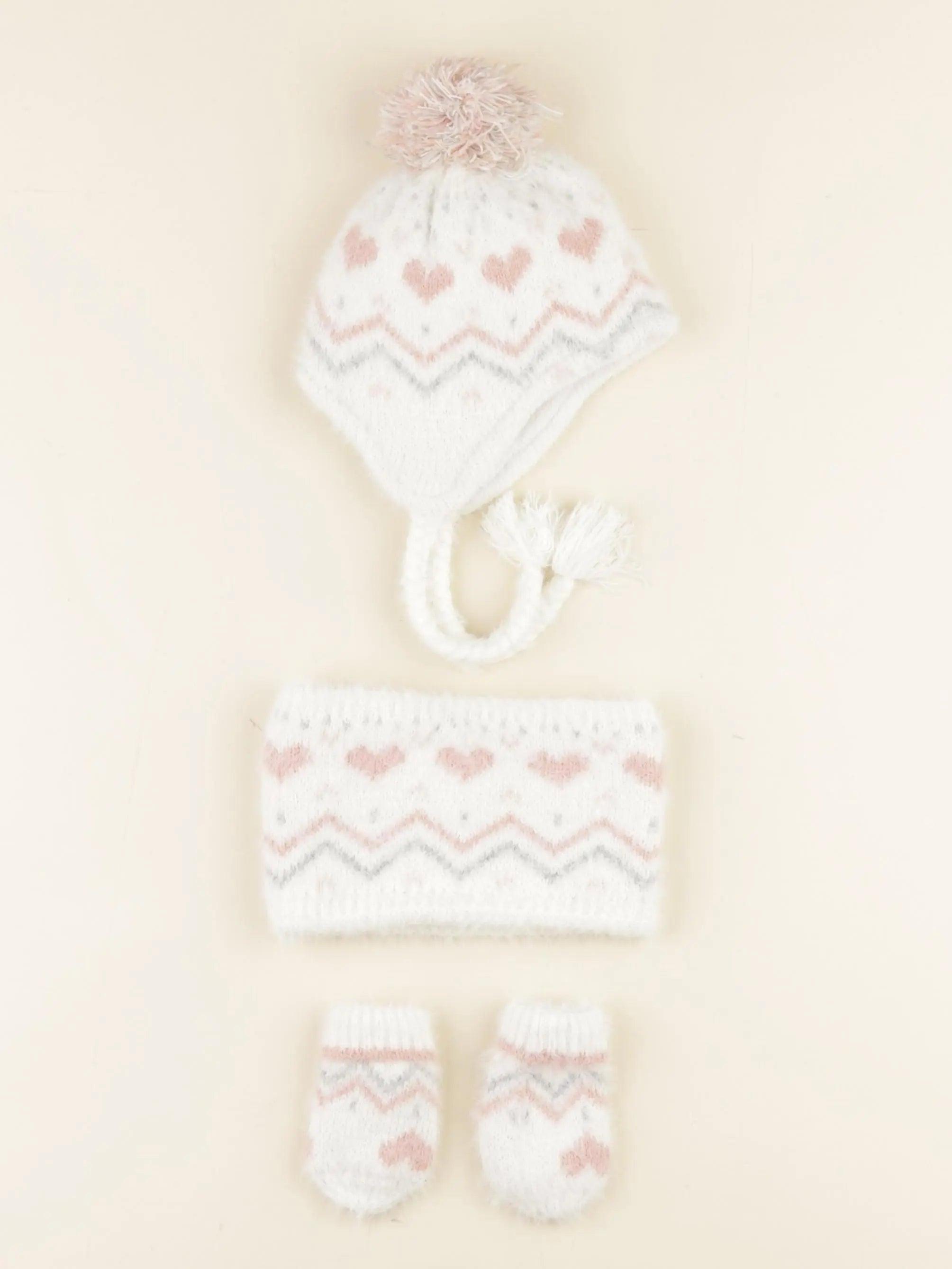 Vertbaudet - ensemble bonnet/moufles/tour de cou blanc - 3/6 mois