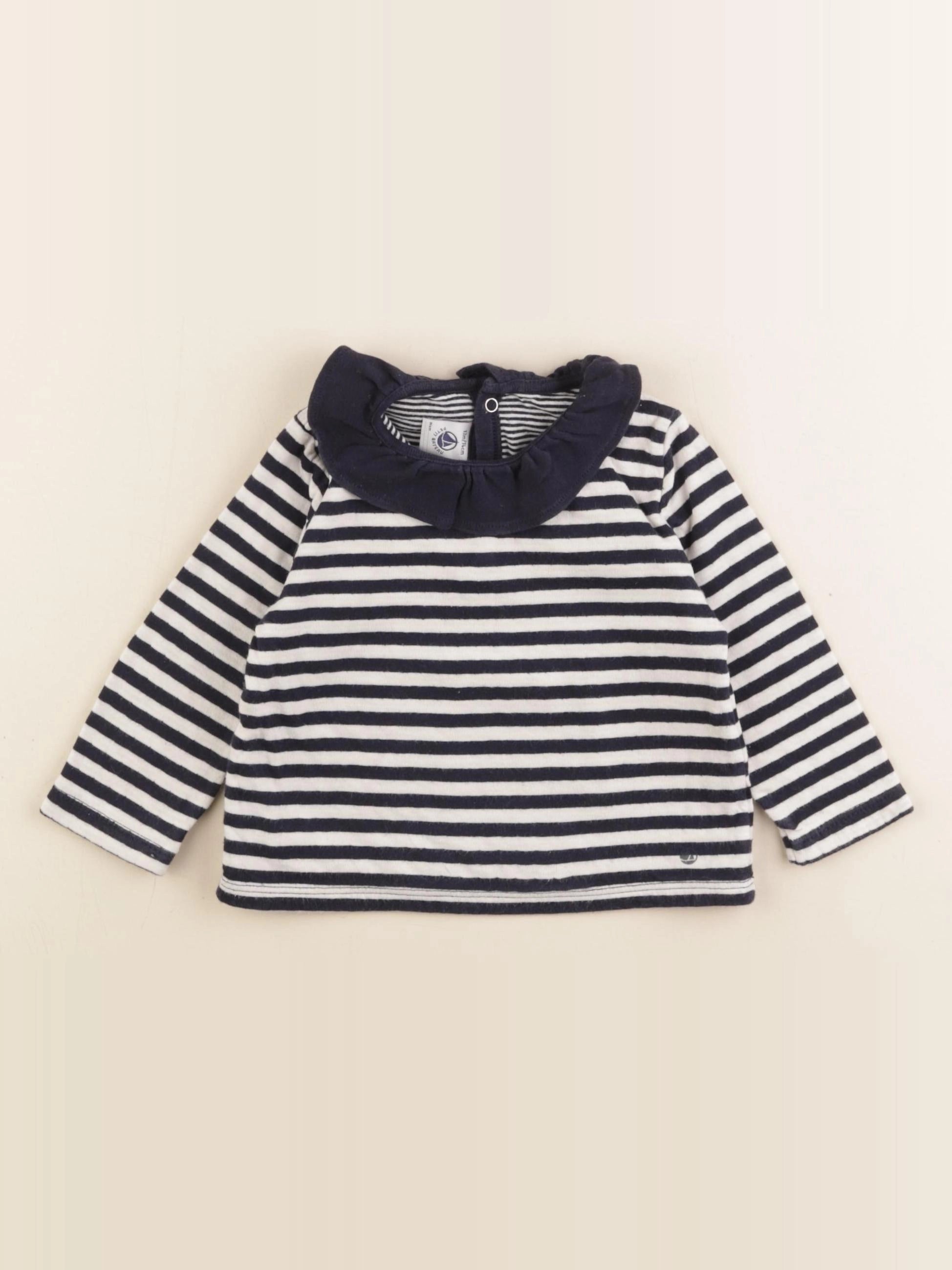 Petit Bateau - tee-shirt bleu - 12 mois