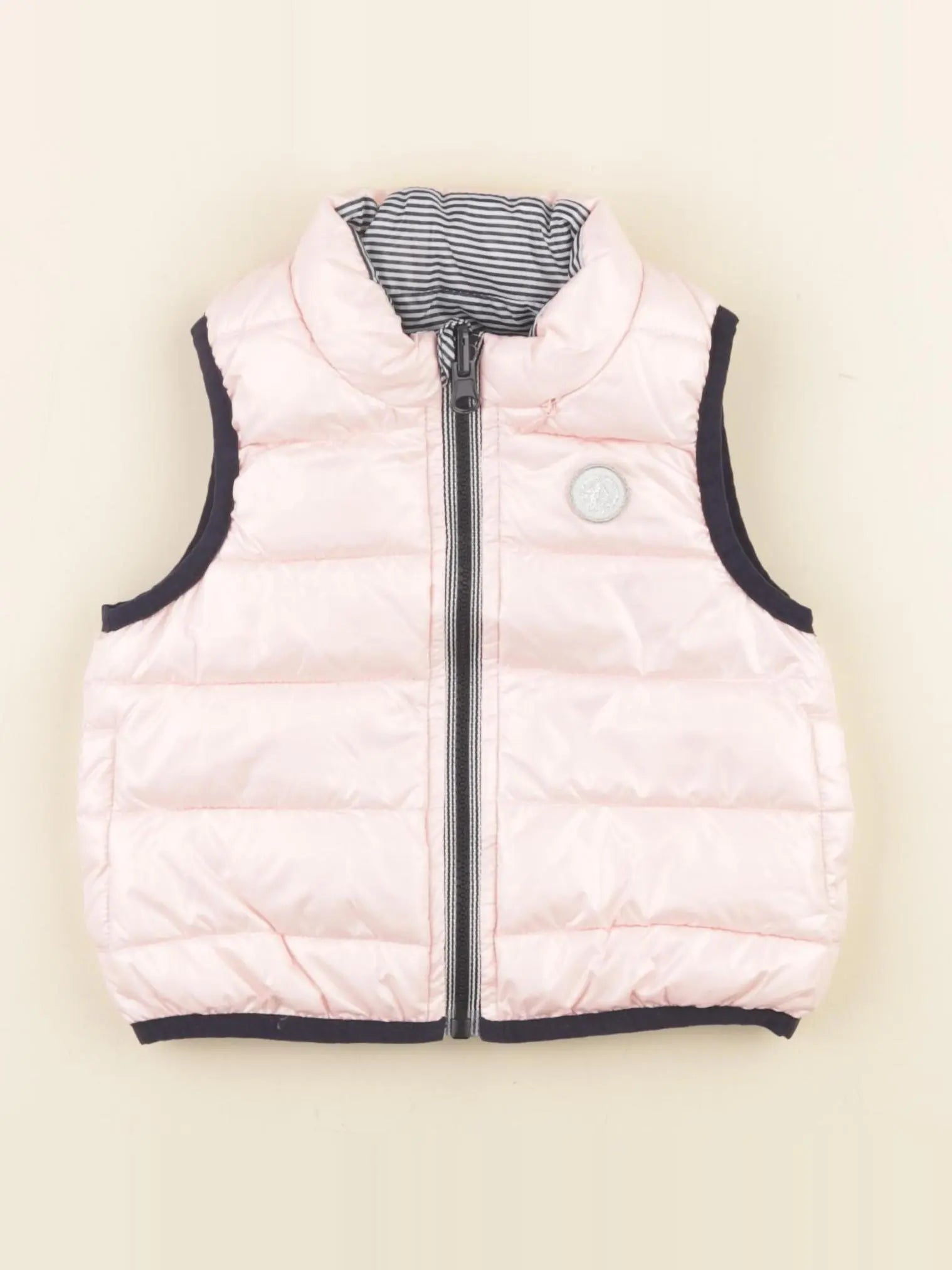 Petit Bateau - doudoune réversible bleu, rose - 6 mois