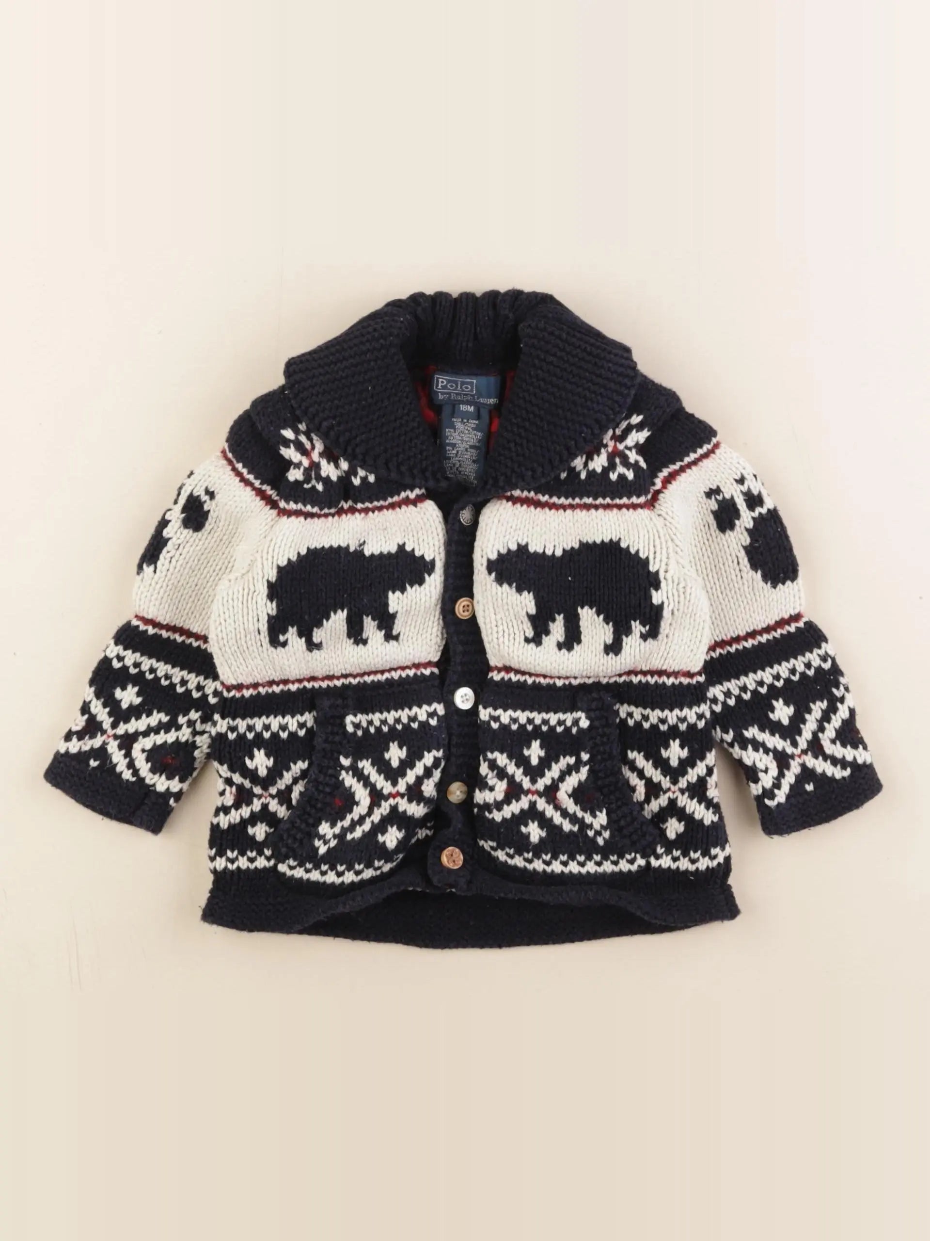 Ralph Lauren - gilet bleu, blanc - 18 mois
