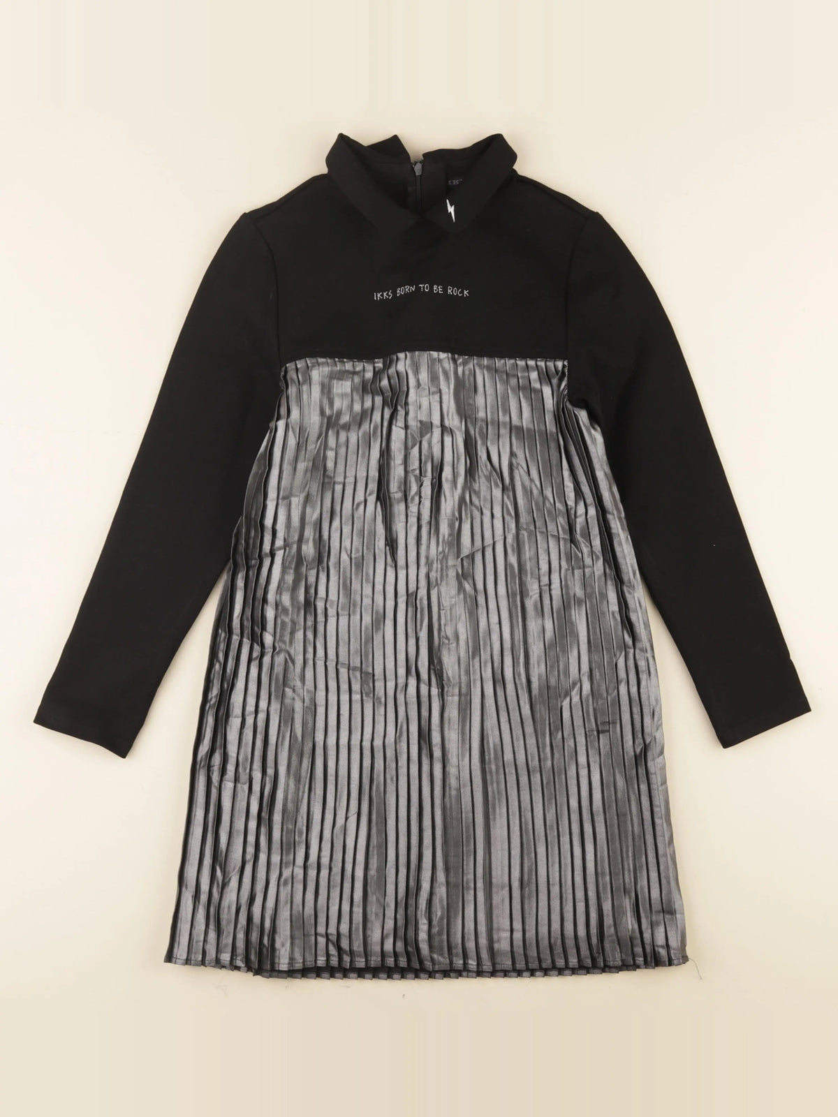 IKKS - robe argent, noir - 10 ans