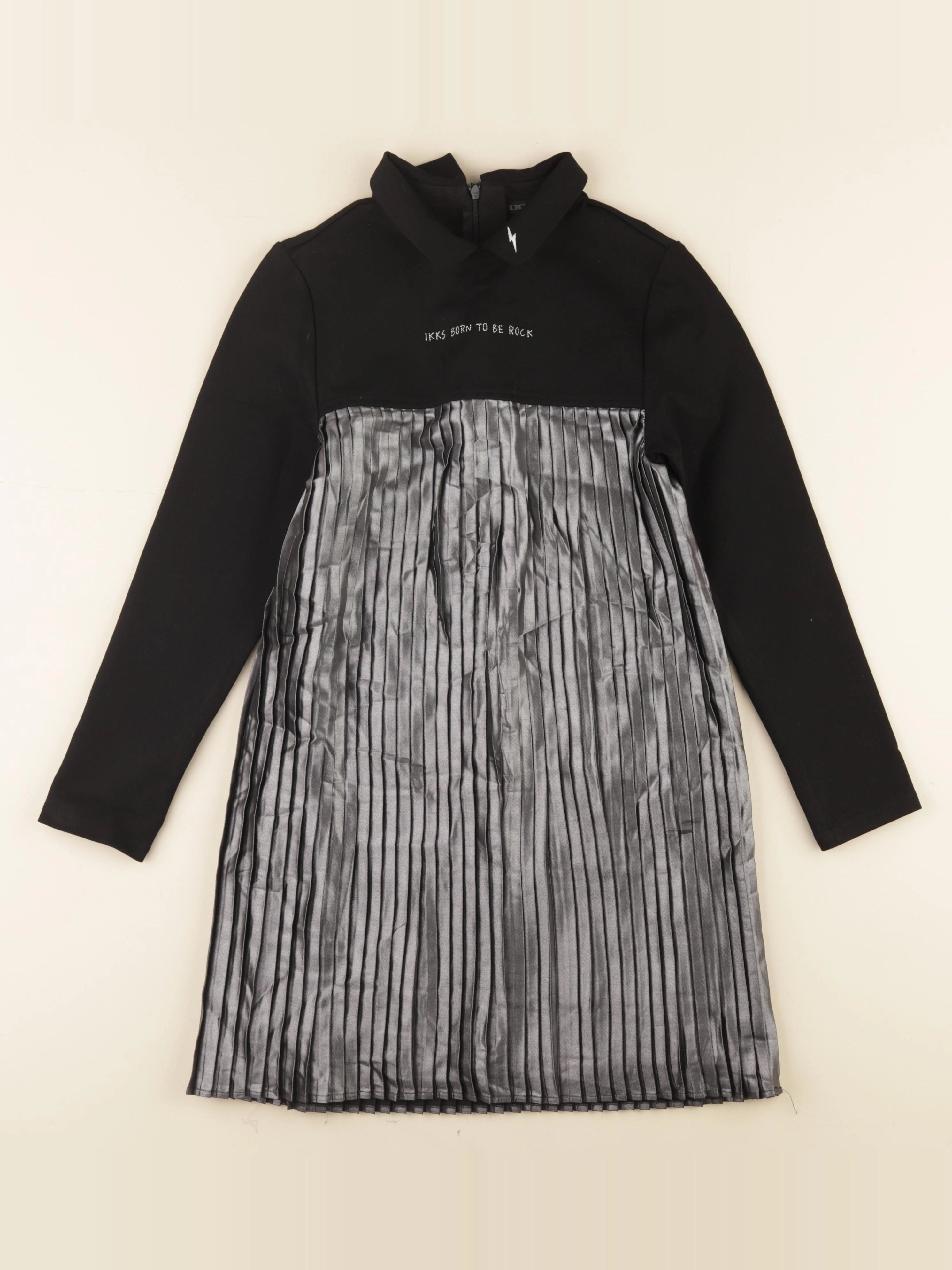 IKKS - robe argent, noir - 10 ans