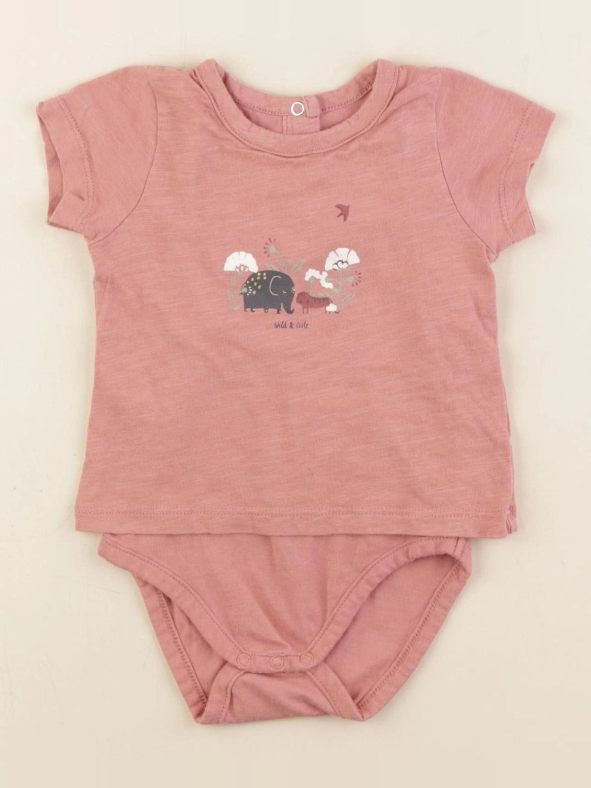 Vertbaudet - body tee-shirt rose - 6 mois