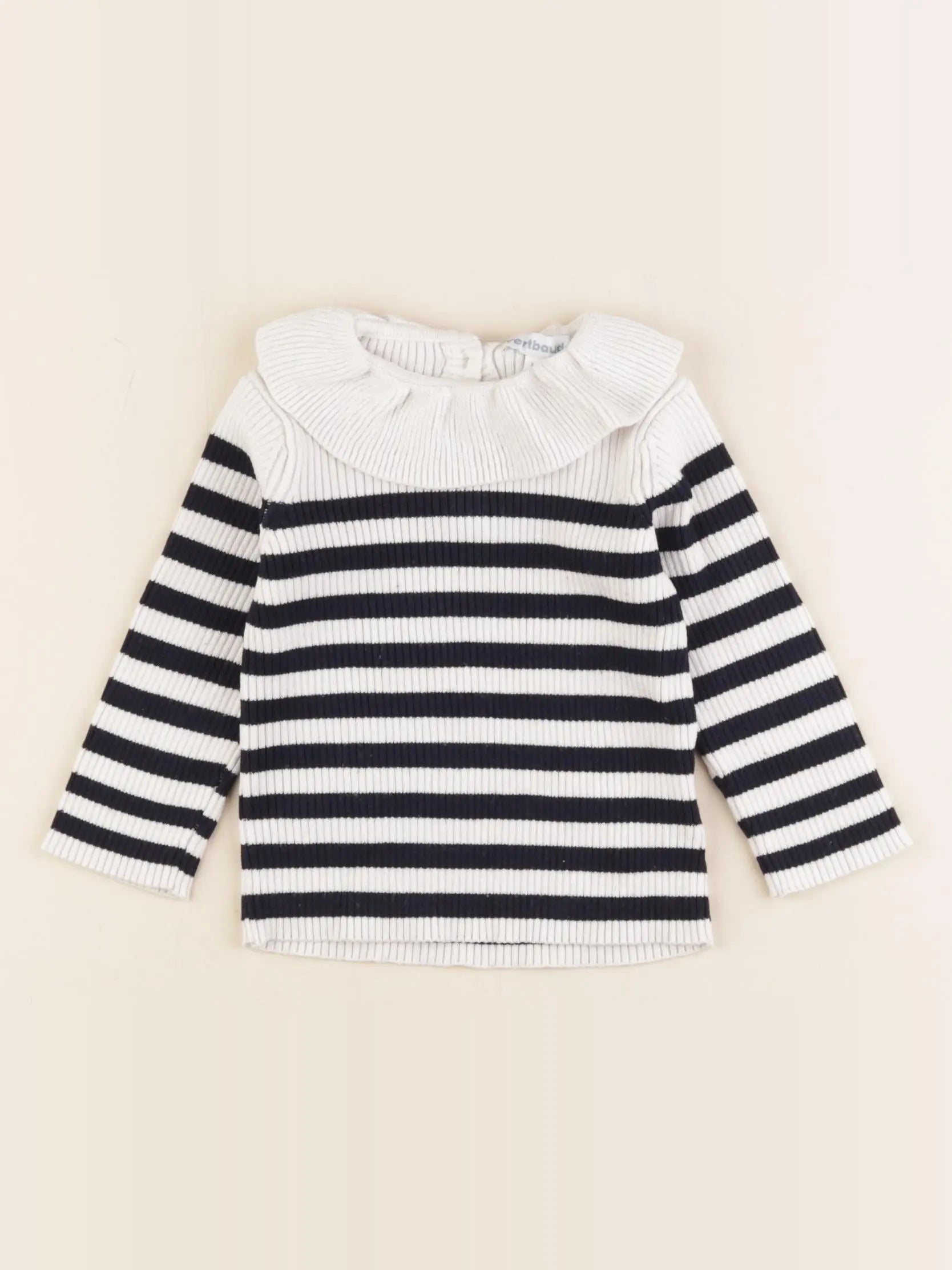 Vertbaudet - pull blanc, noir - 6 mois